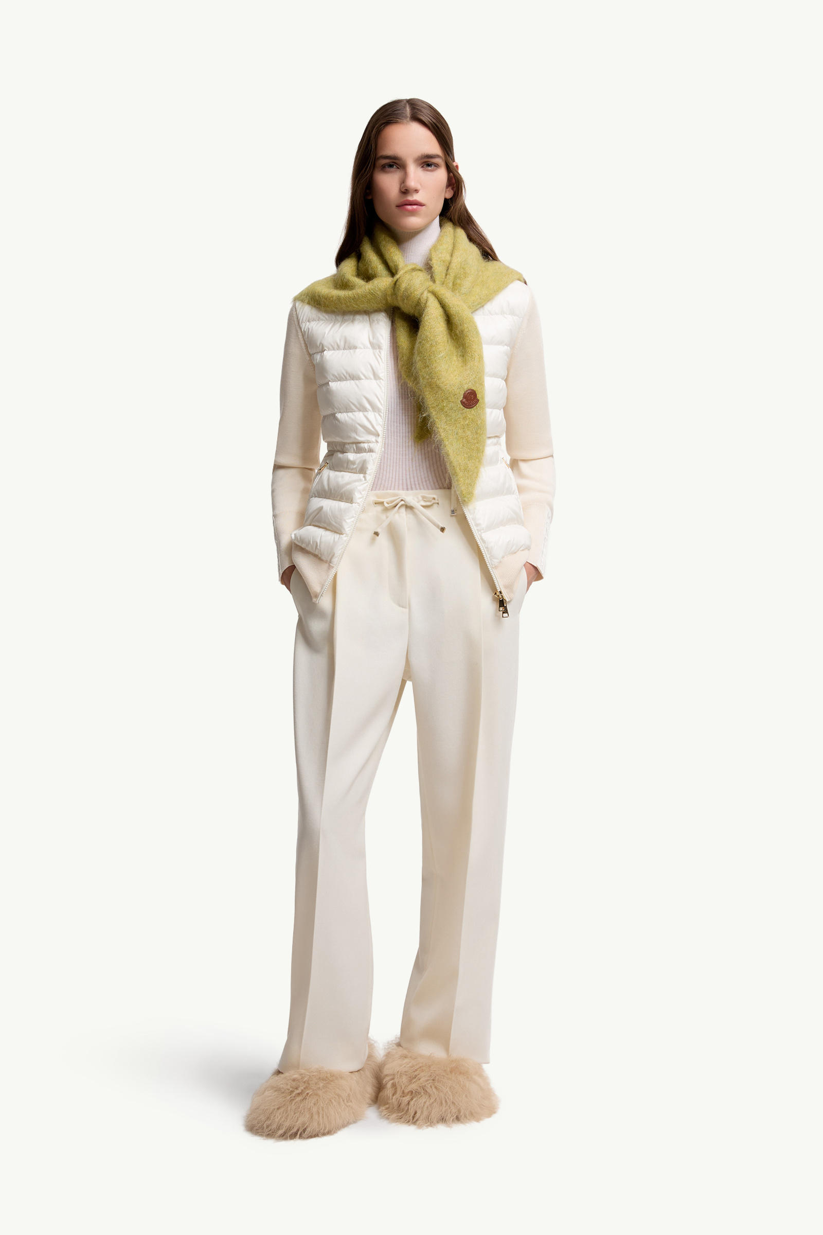 Wool Gabardine Tailored Trousers Women White Moncler 0