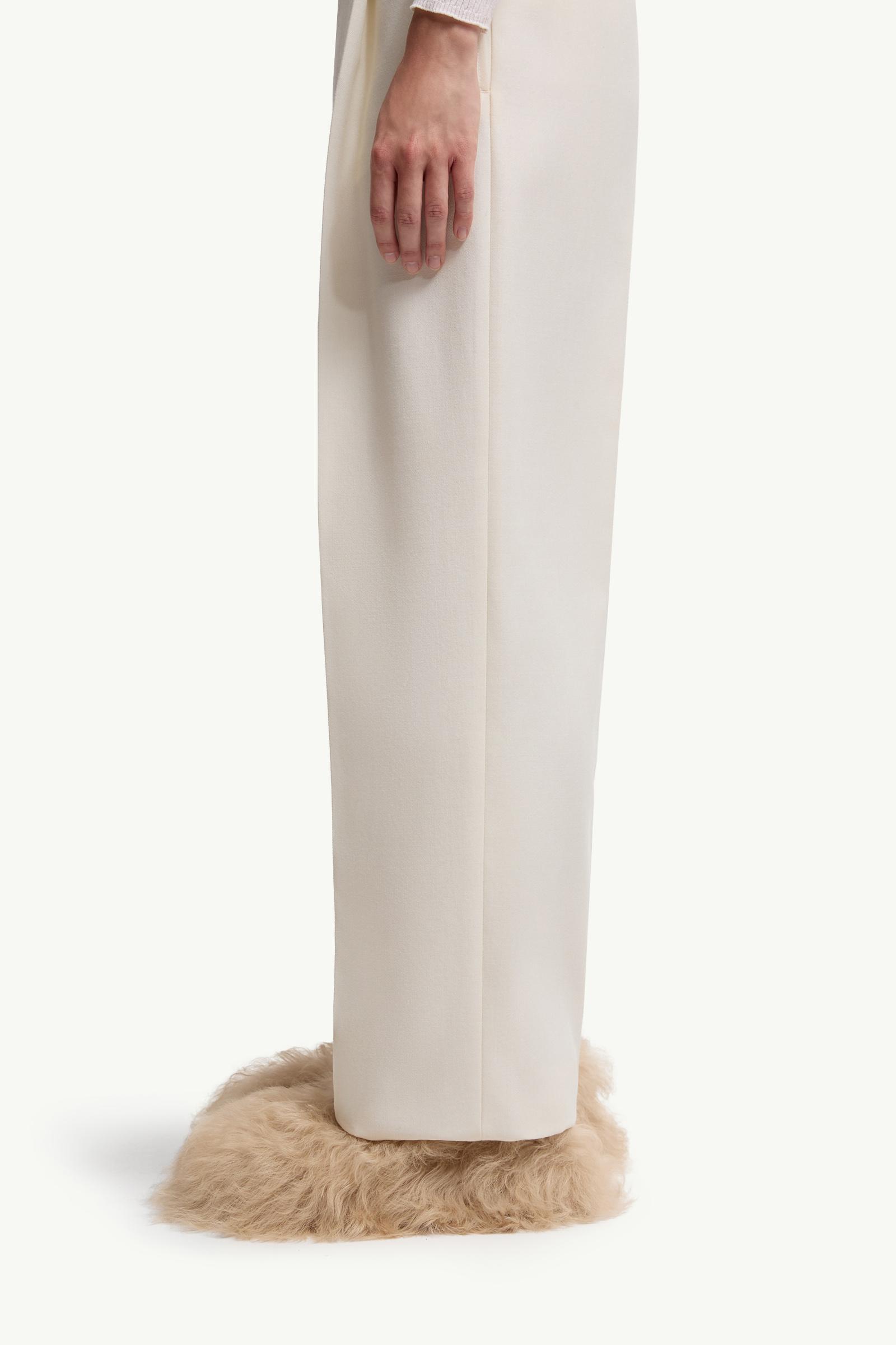 Wool Gabardine Tailored Trousers Women White Moncler 1