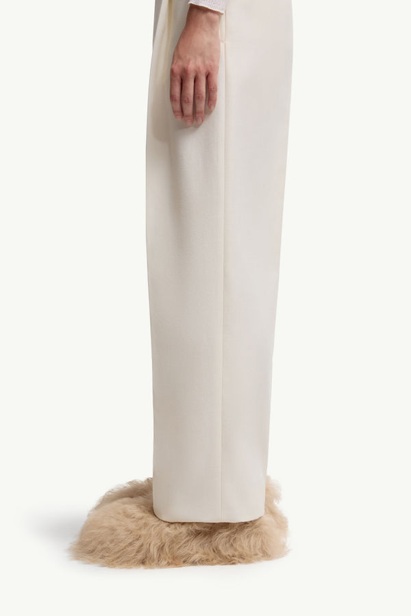 Wool Gabardine Tailored Trousers Women White Moncler 1