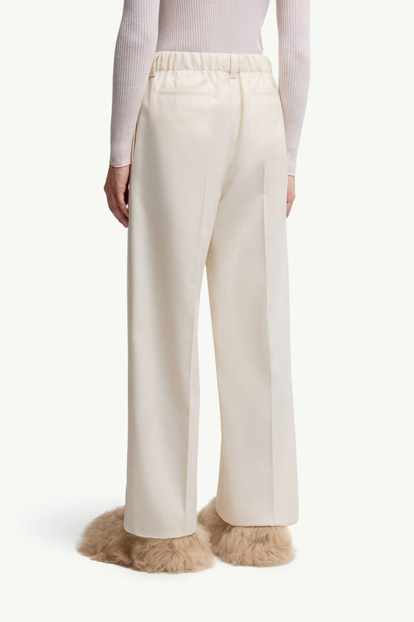 Wool Gabardine Tailored Trousers Women White Moncler 4