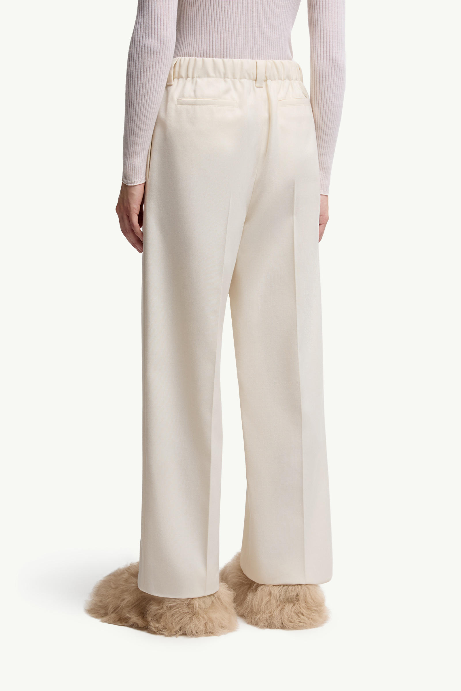 Wool Gabardine Tailored Trousers Women White Moncler 4