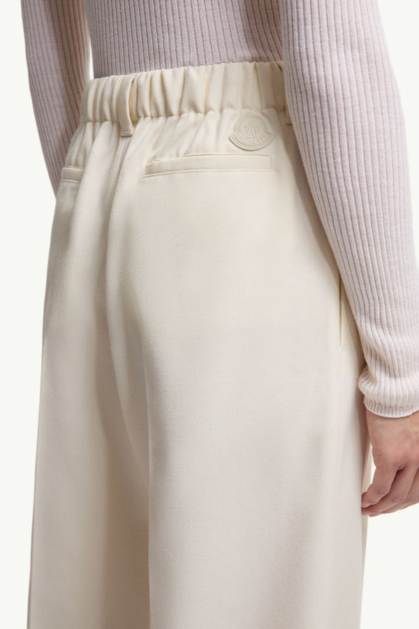 Wool Gabardine Tailored Trousers Women White Moncler 5