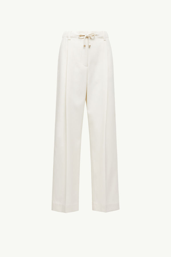 Wool Gabardine Tailored Trousers Women White Moncler 2
