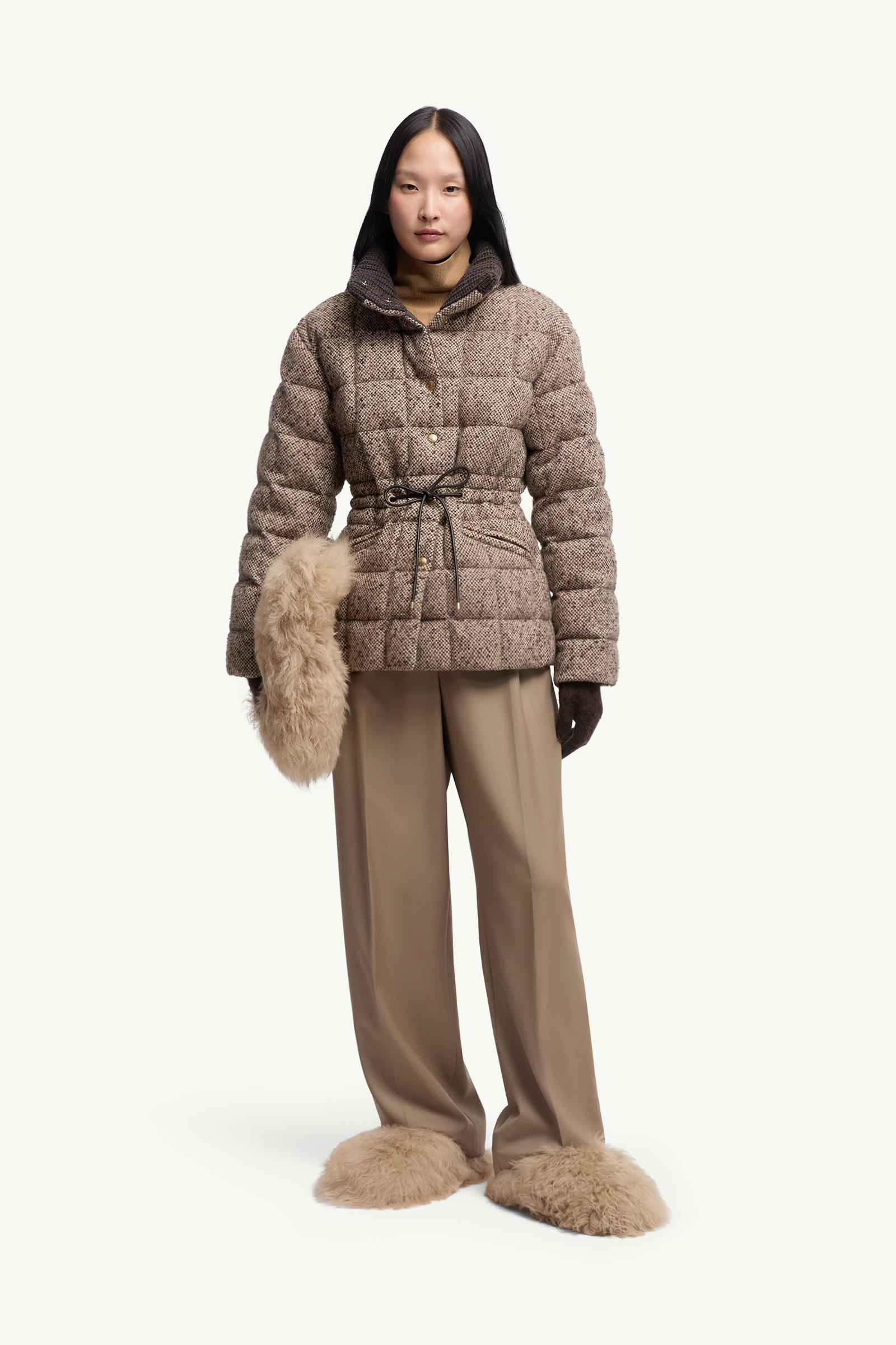 Wool Gabardine Tailored Trousers Women Beige Moncler 0