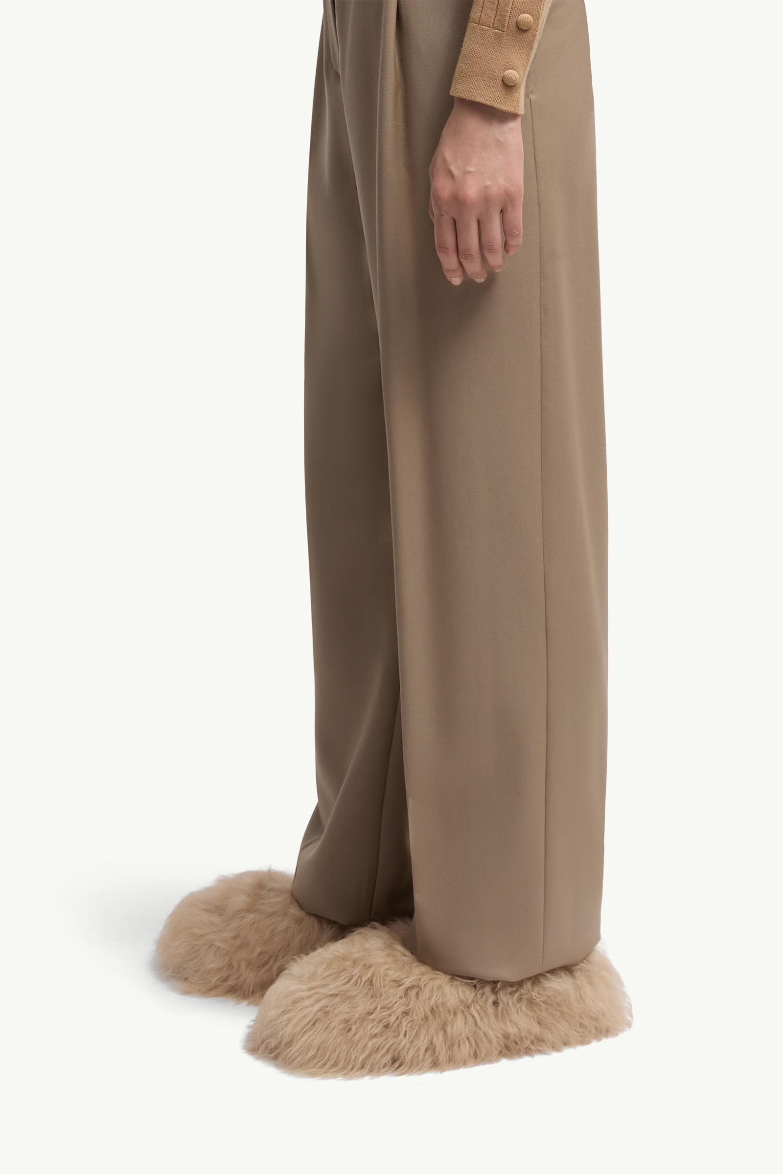 Wool Gabardine Tailored Trousers Women Beige Moncler 1