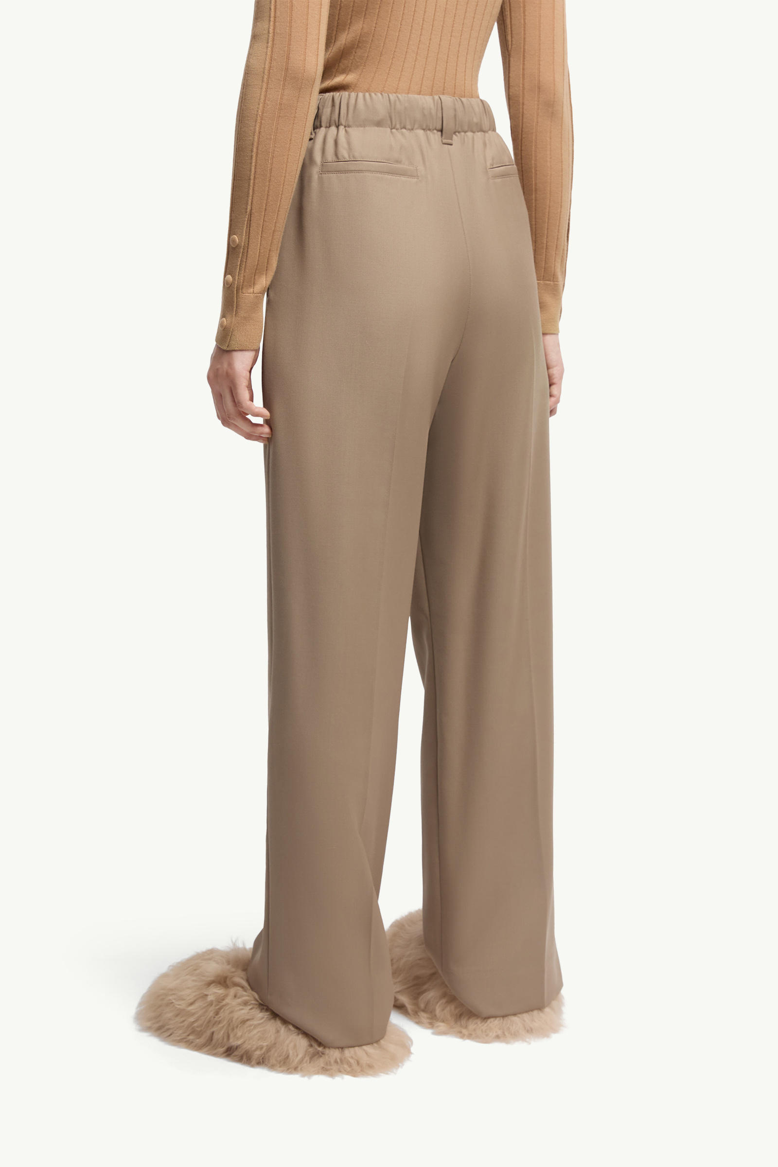 Wool Gabardine Tailored Trousers Women Beige Moncler 4