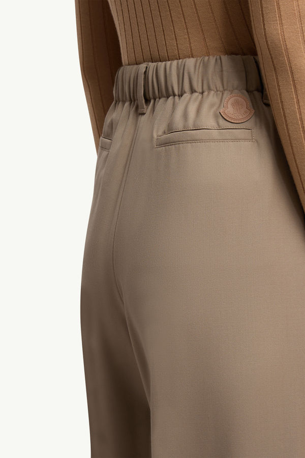 Wool Gabardine Tailored Trousers Women Beige Moncler 5