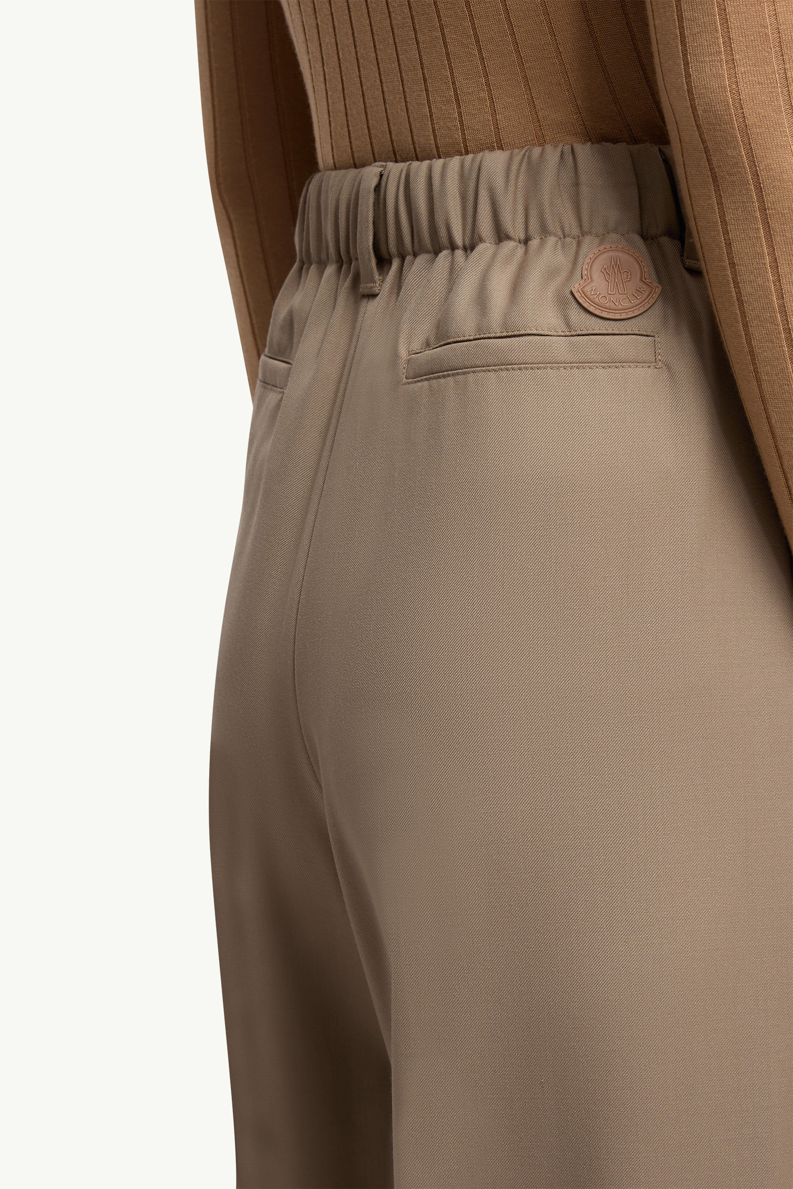 Wool Gabardine Tailored Trousers Women Beige Moncler 5