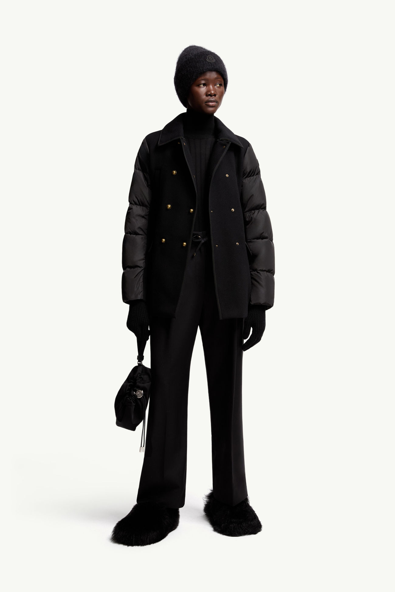 Pantaloni sartoriali in gabardine di lana Donna Nero Moncler 0
