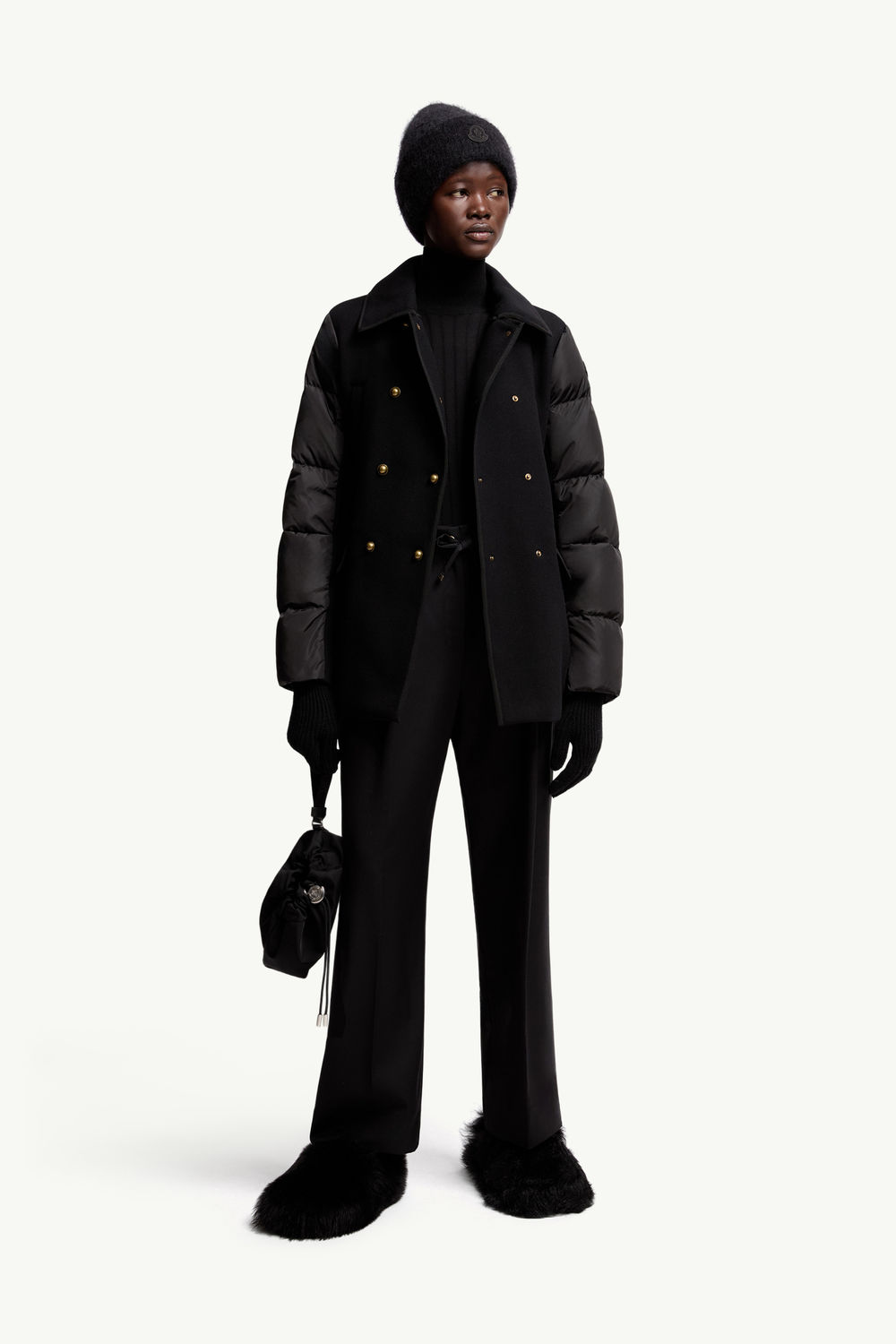Wool Gabardine Tailored Trousers Women Black Moncler 0