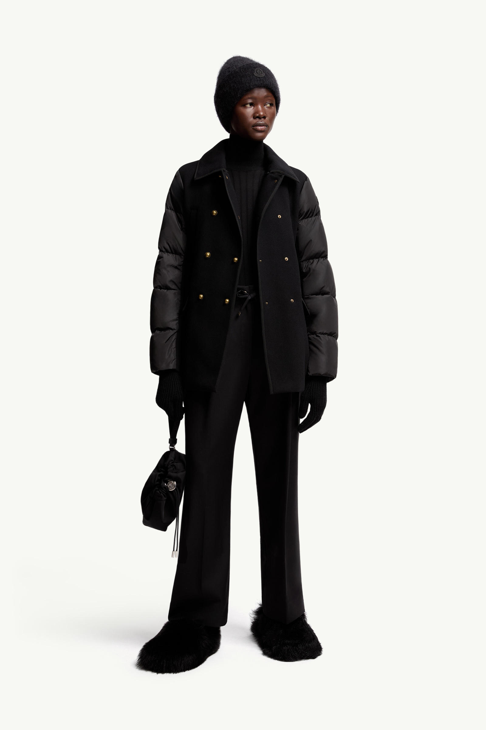Wool Gabardine Tailored Trousers Women Black Moncler 0