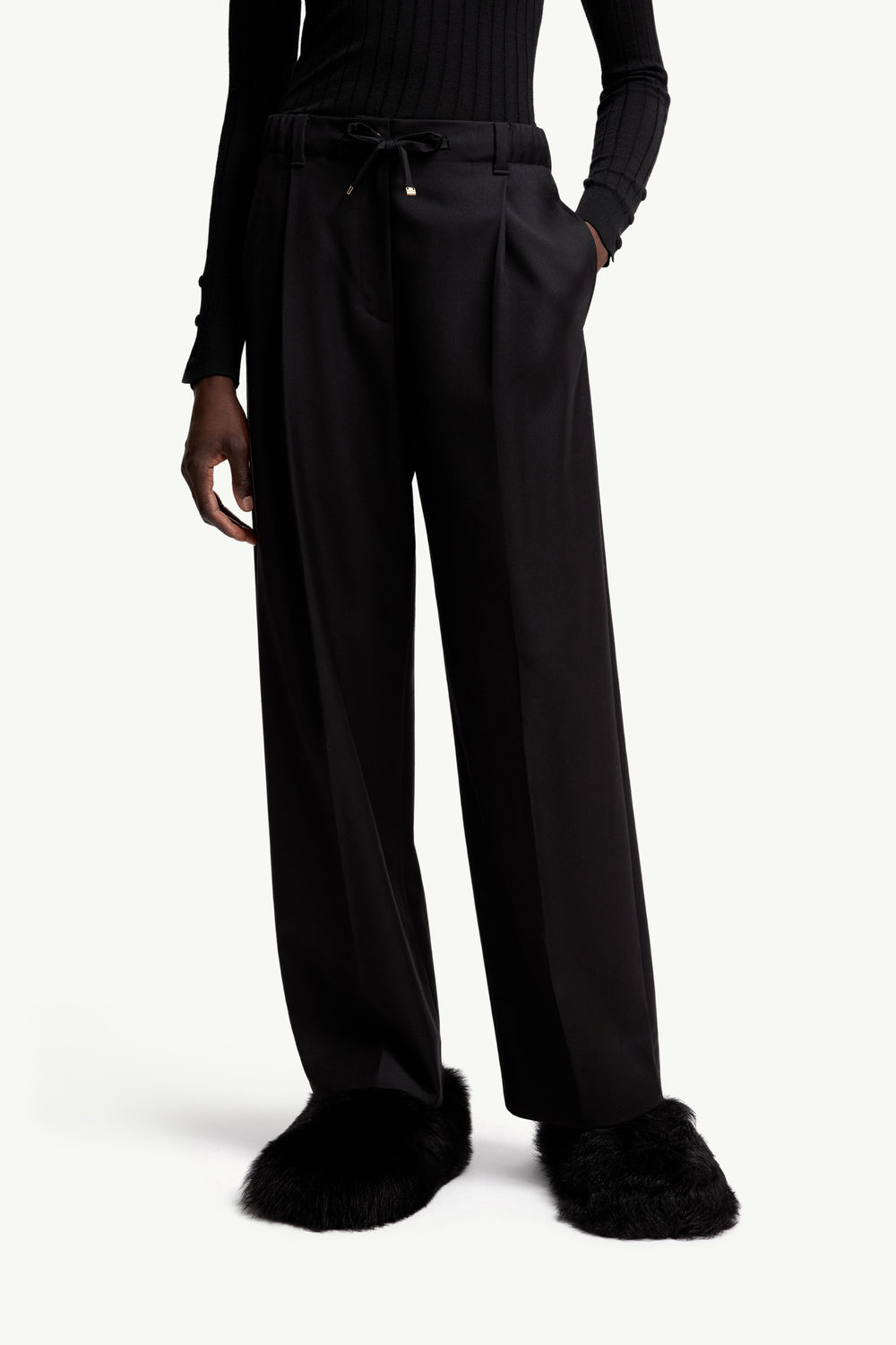 Wool Gabardine Tailored Trousers Women Black Moncler 3