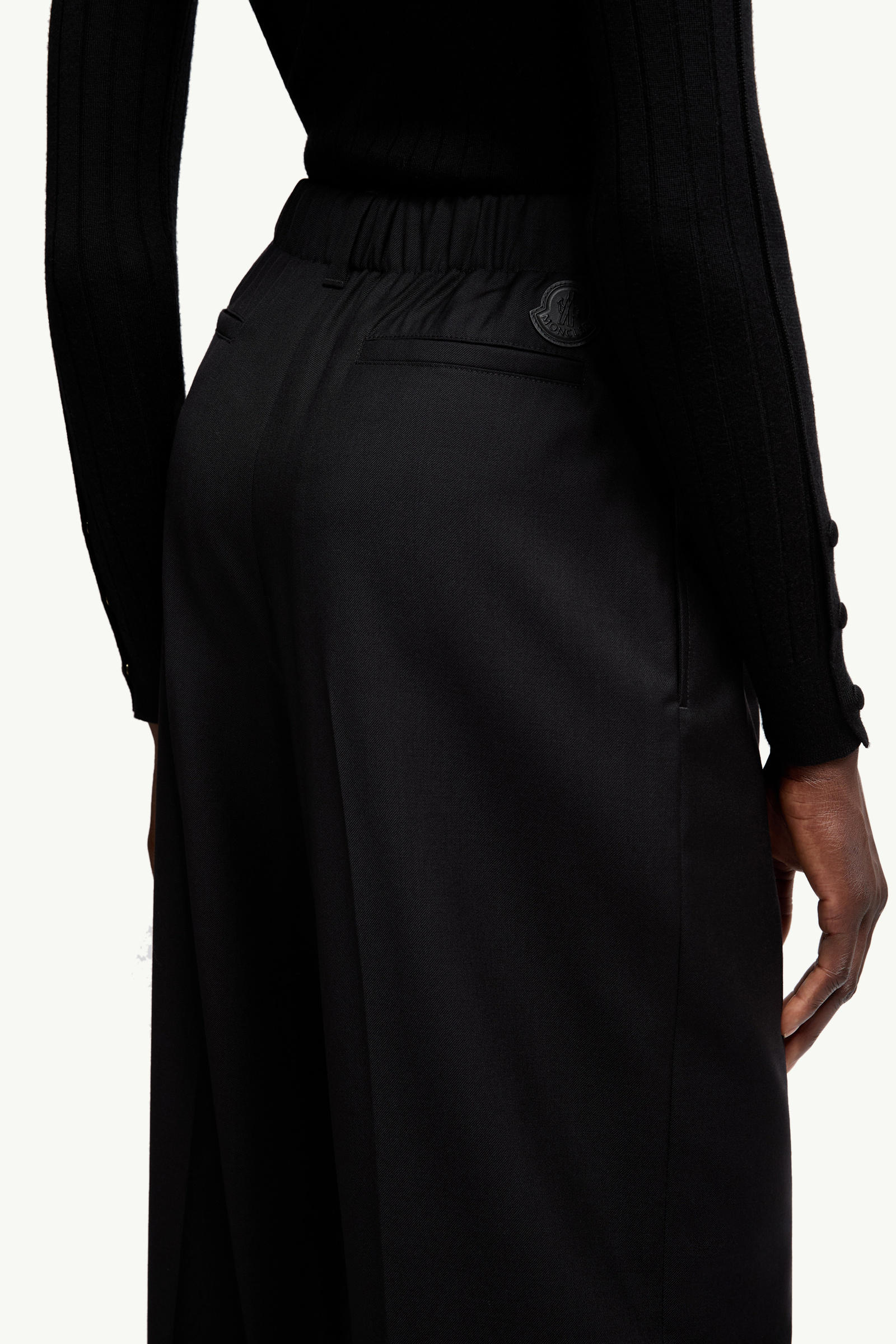 Wool Gabardine Tailored Trousers Women Black Moncler 5