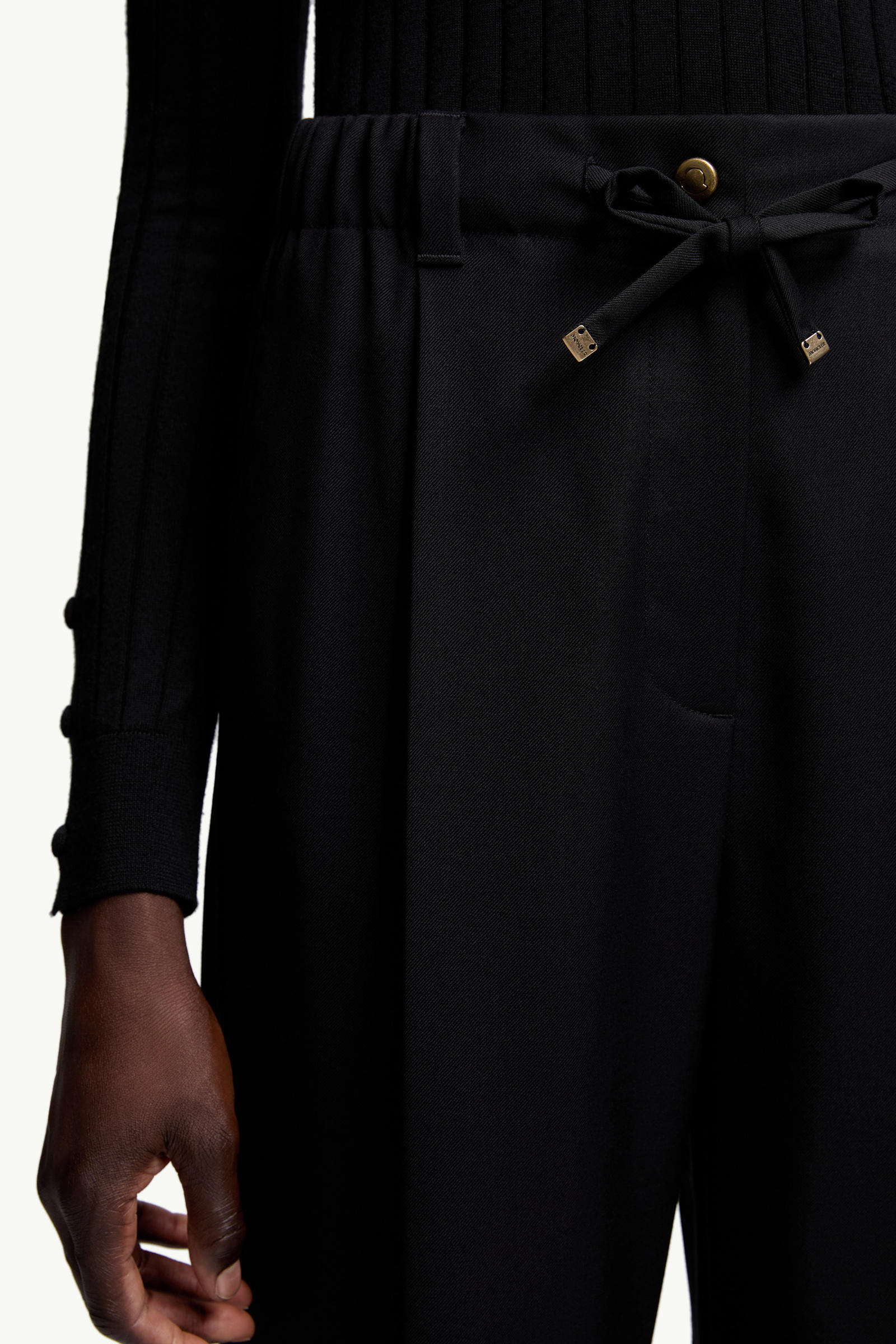 Wool Gabardine Tailored Trousers Women Black Moncler 6