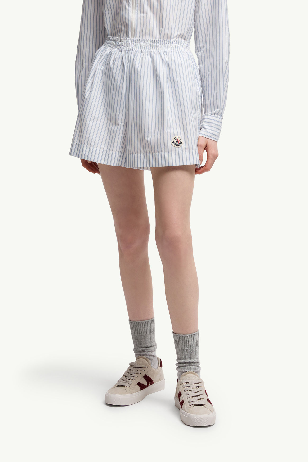 Gestreifte Shorts Damen Weiss & Hellblau Moncler 3