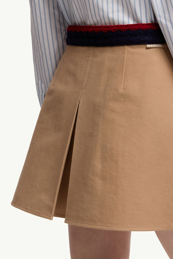 Cotton Gabardine Pleated Mini Skirt Women Beige Moncler 5