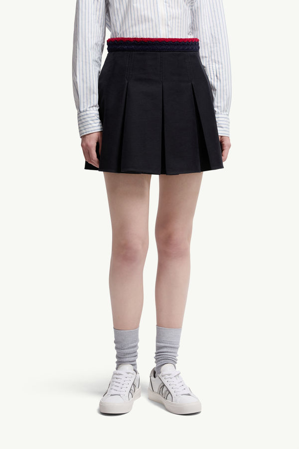 Minifalda plisada de gabardina de algodón Mujer Azul marino Moncler 3
