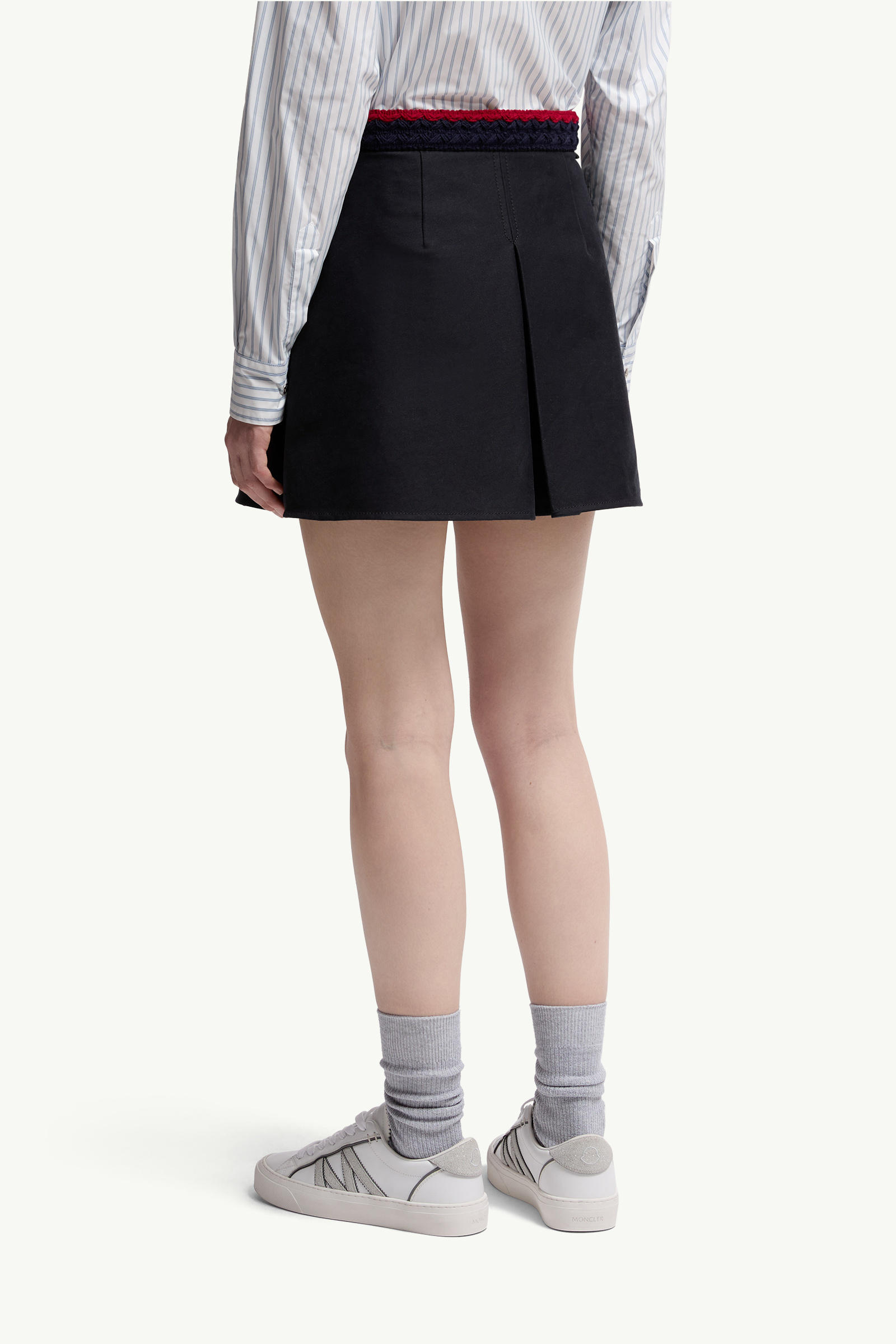 Cotton Gabardine Pleated Mini Skirt Women Navy Blue Moncler 4