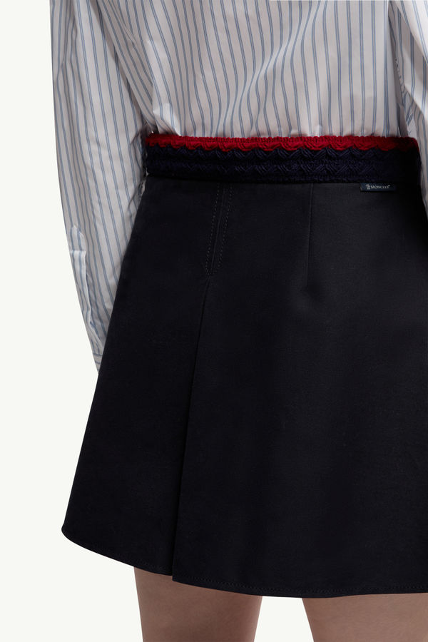 Cotton Gabardine Pleated Mini Skirt Women Navy Blue Moncler 5