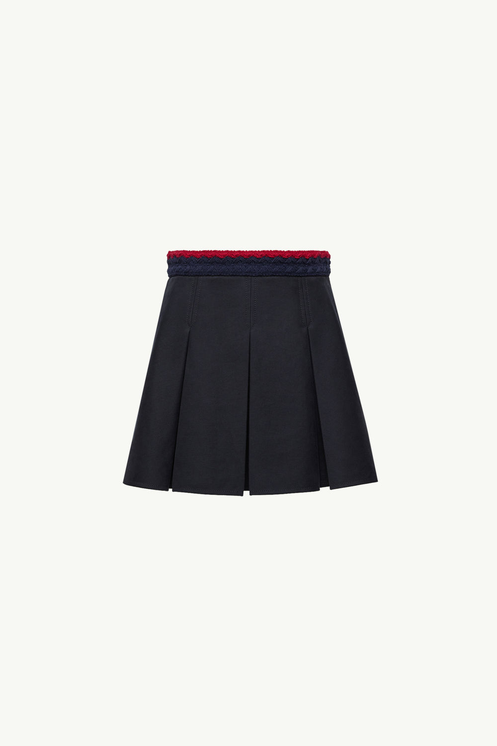 Cotton Gabardine Pleated Mini Skirt Women Navy Blue Moncler 2