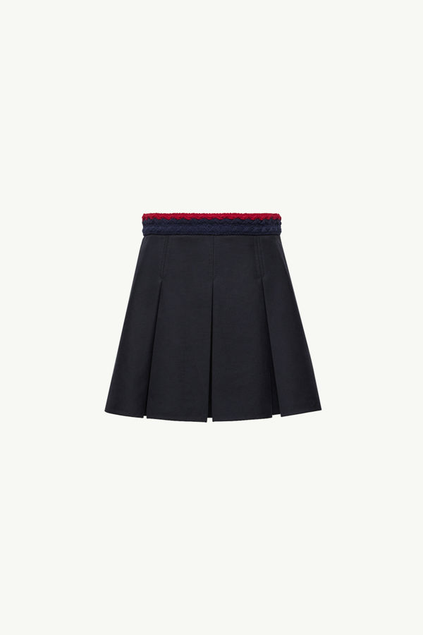 Cotton Gabardine Pleated Mini Skirt Women Navy Blue Moncler 2