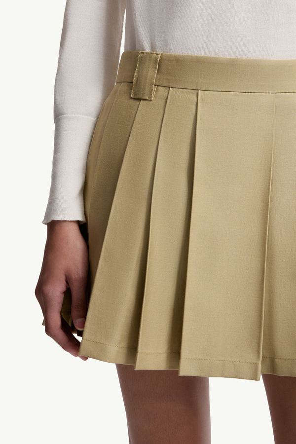 Pleated Cotton Blend Mini Skirt Women Beige Moncler 5
