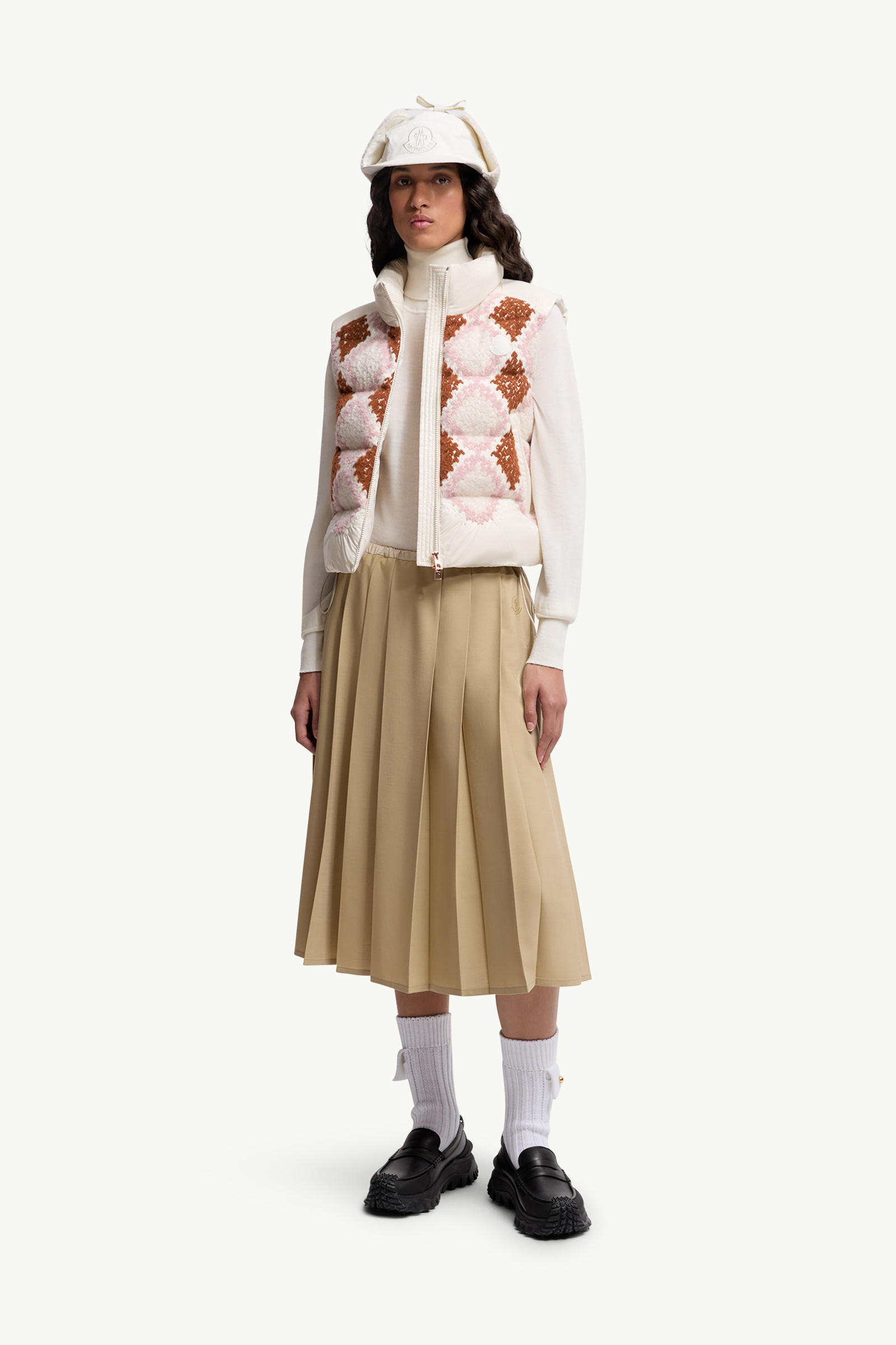 Pleated Midi Skirt Women Beige Moncler 0