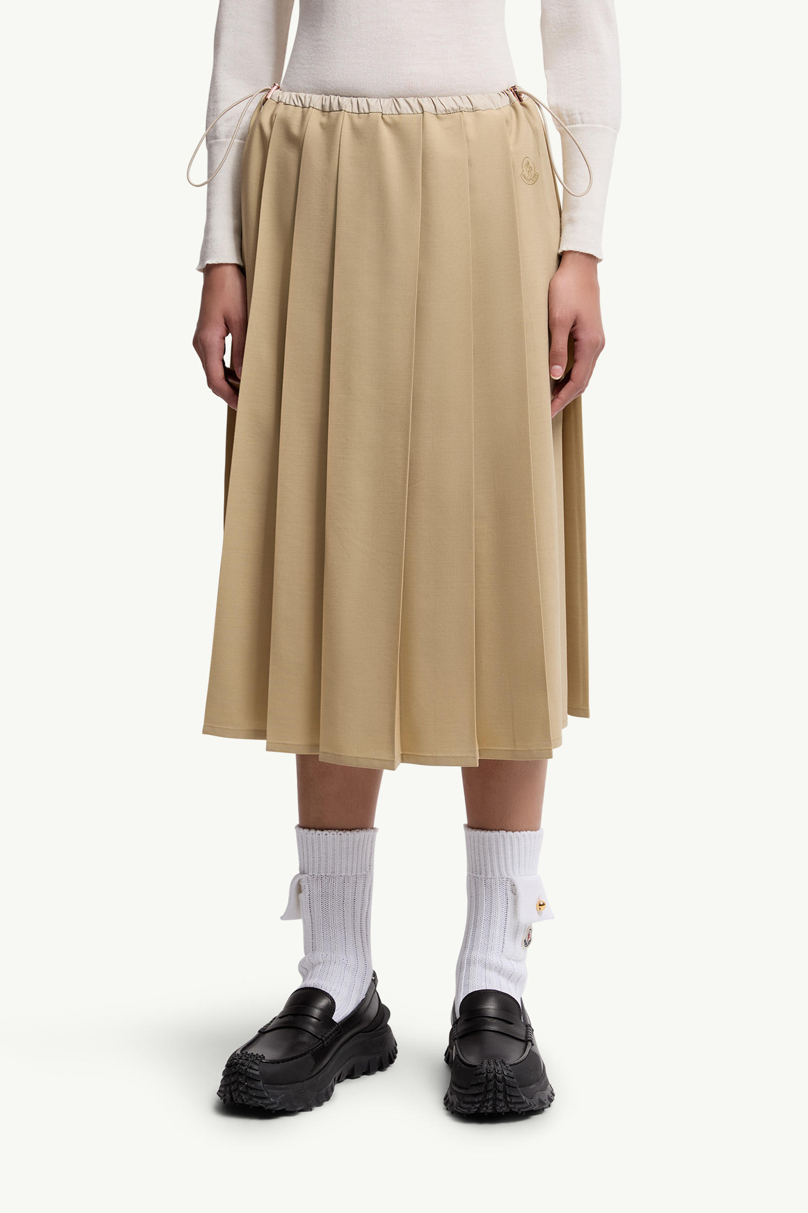 Pleated Midi Skirt Women Beige Moncler 3