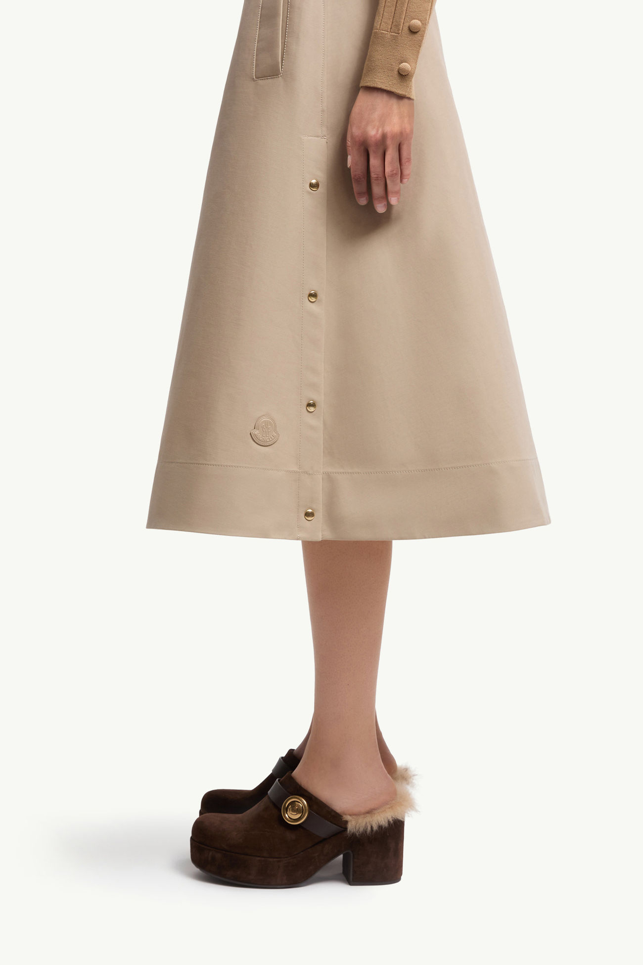 Gonna midi in cotone Donna Beige Moncler 1