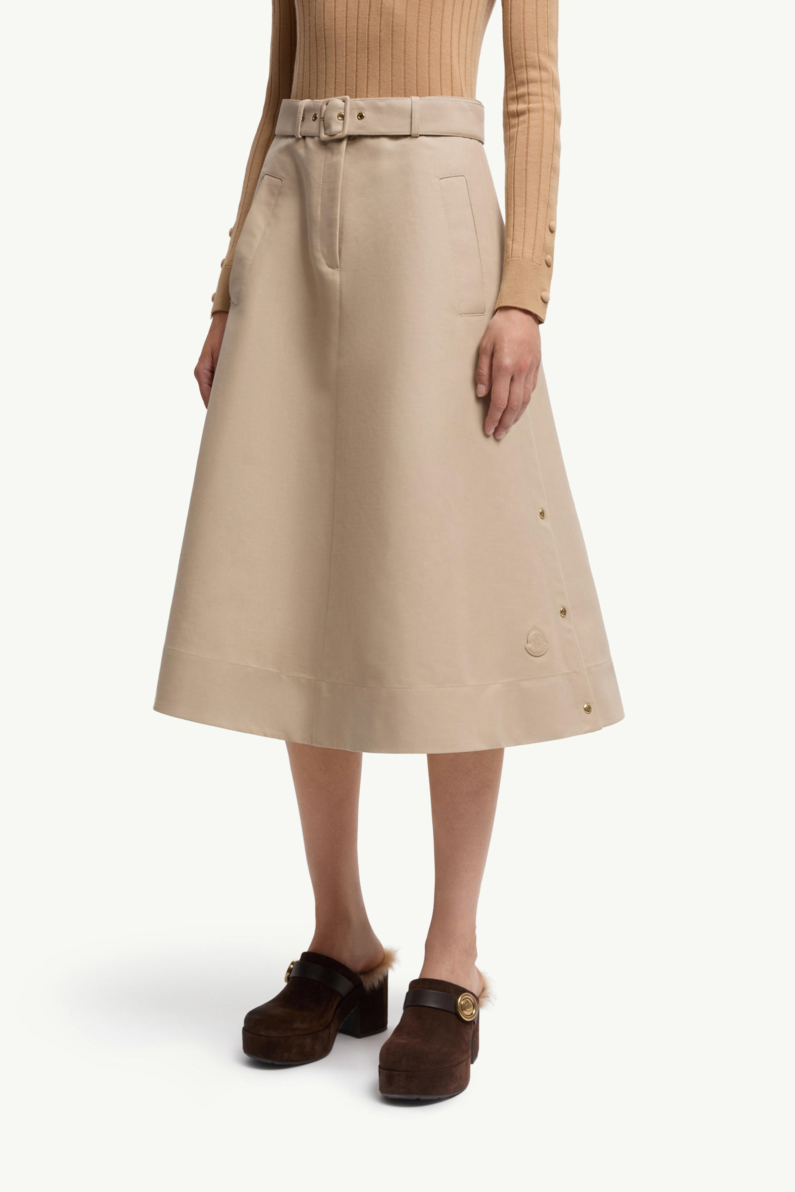 Gonna midi in cotone Donna Beige Moncler 3