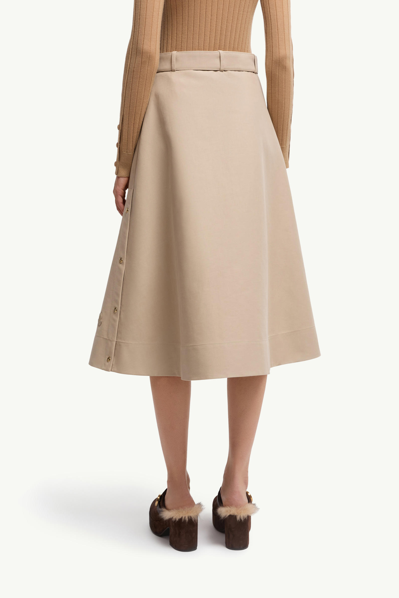 Cotton Midi Skirt Women Beige Moncler 4