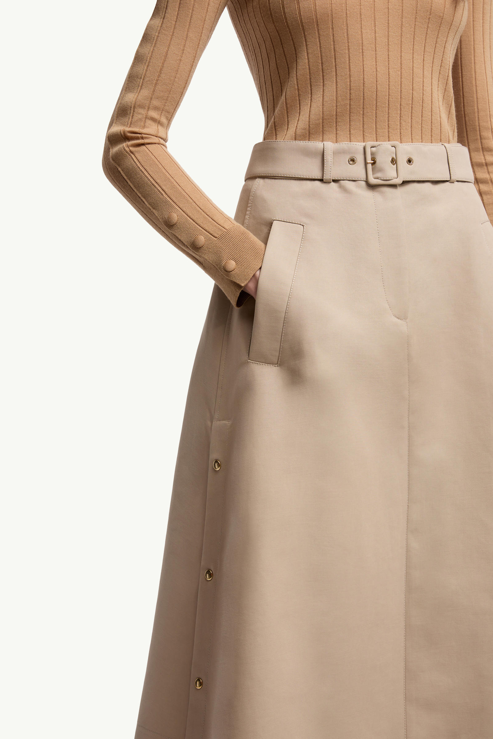 Cotton Midi Skirt Women Beige Moncler 5