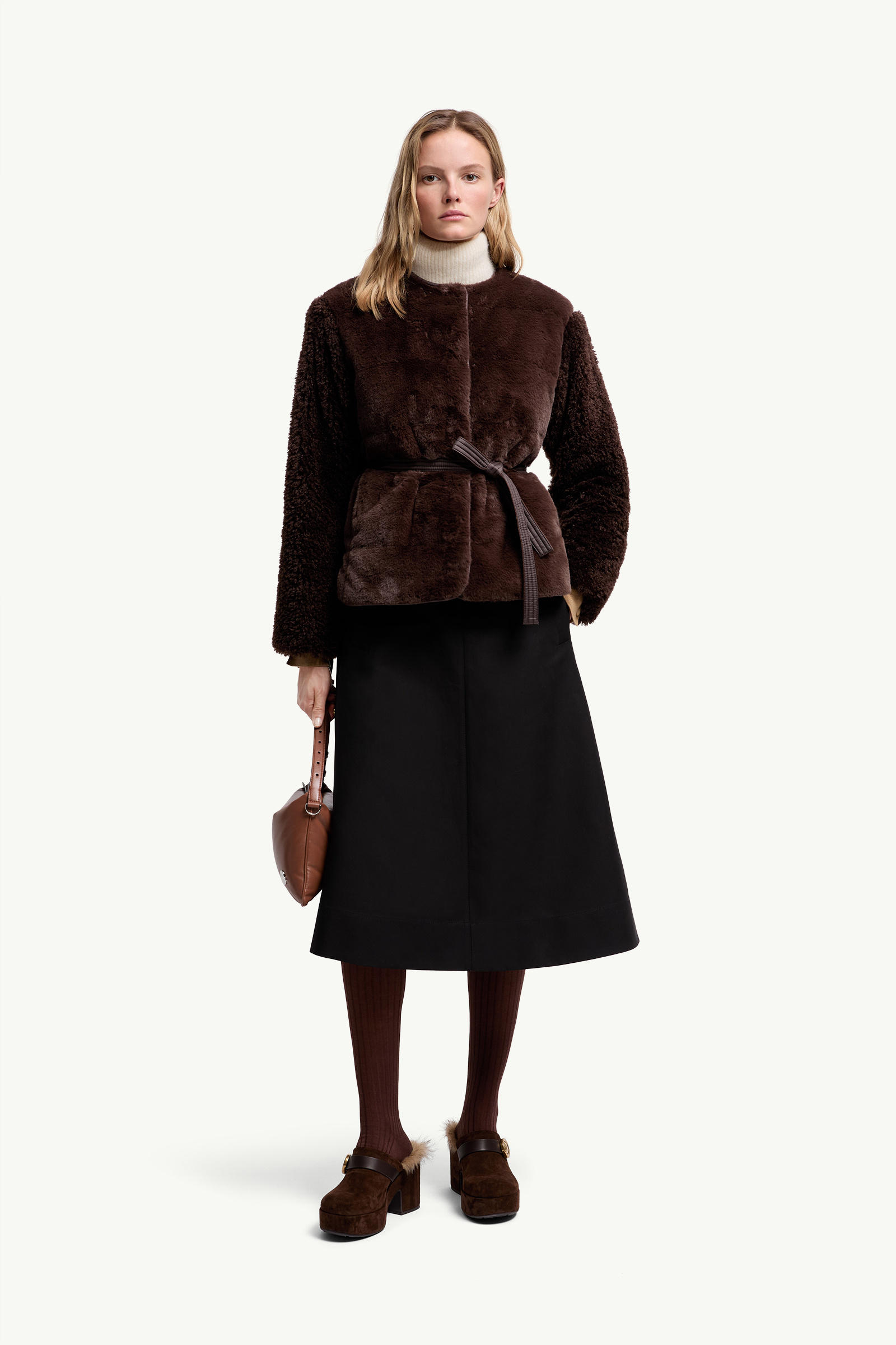Gonna midi in cotone Donna Nero Moncler 0