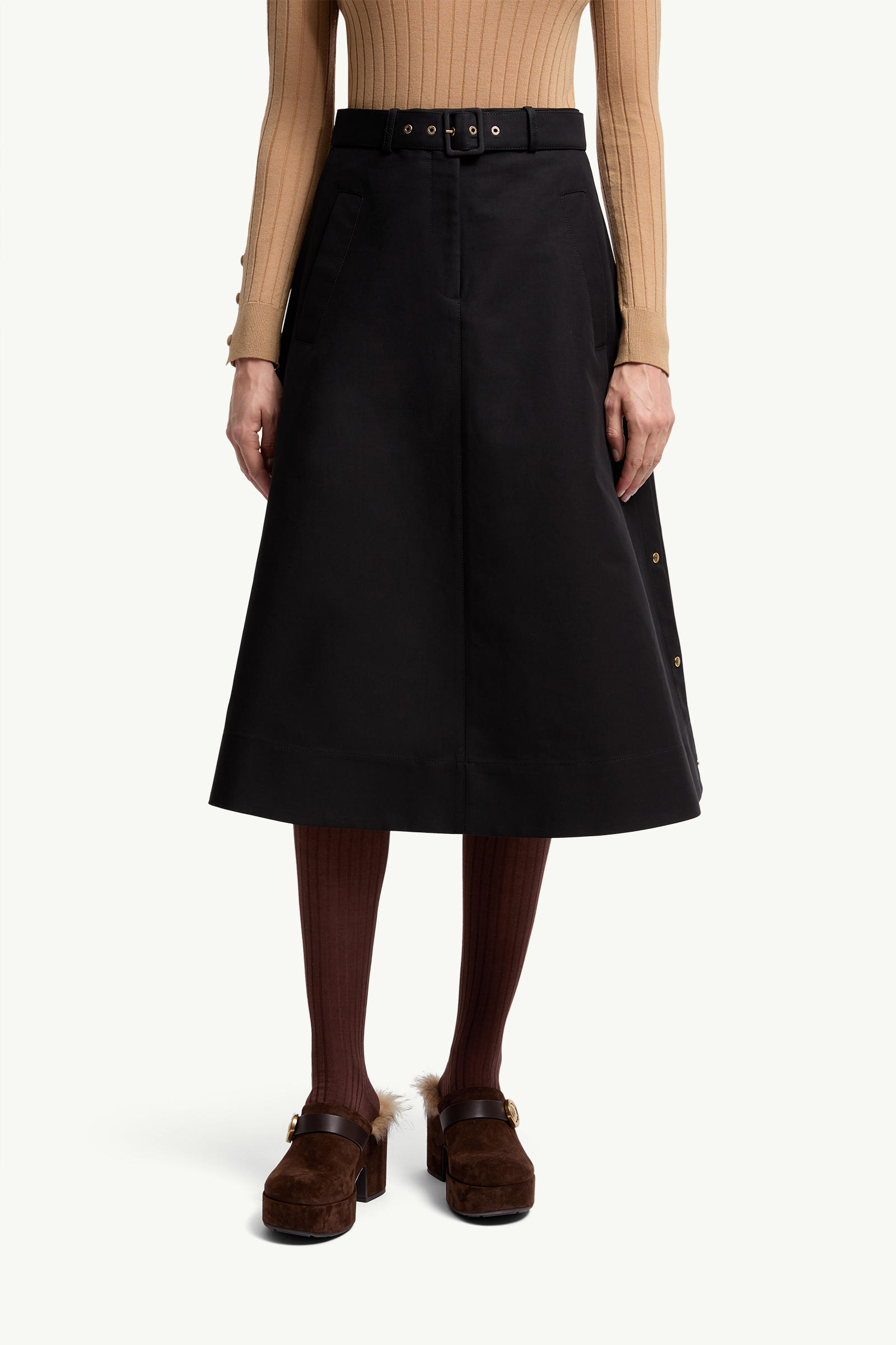 Cotton Midi Skirt Women Black Moncler 3