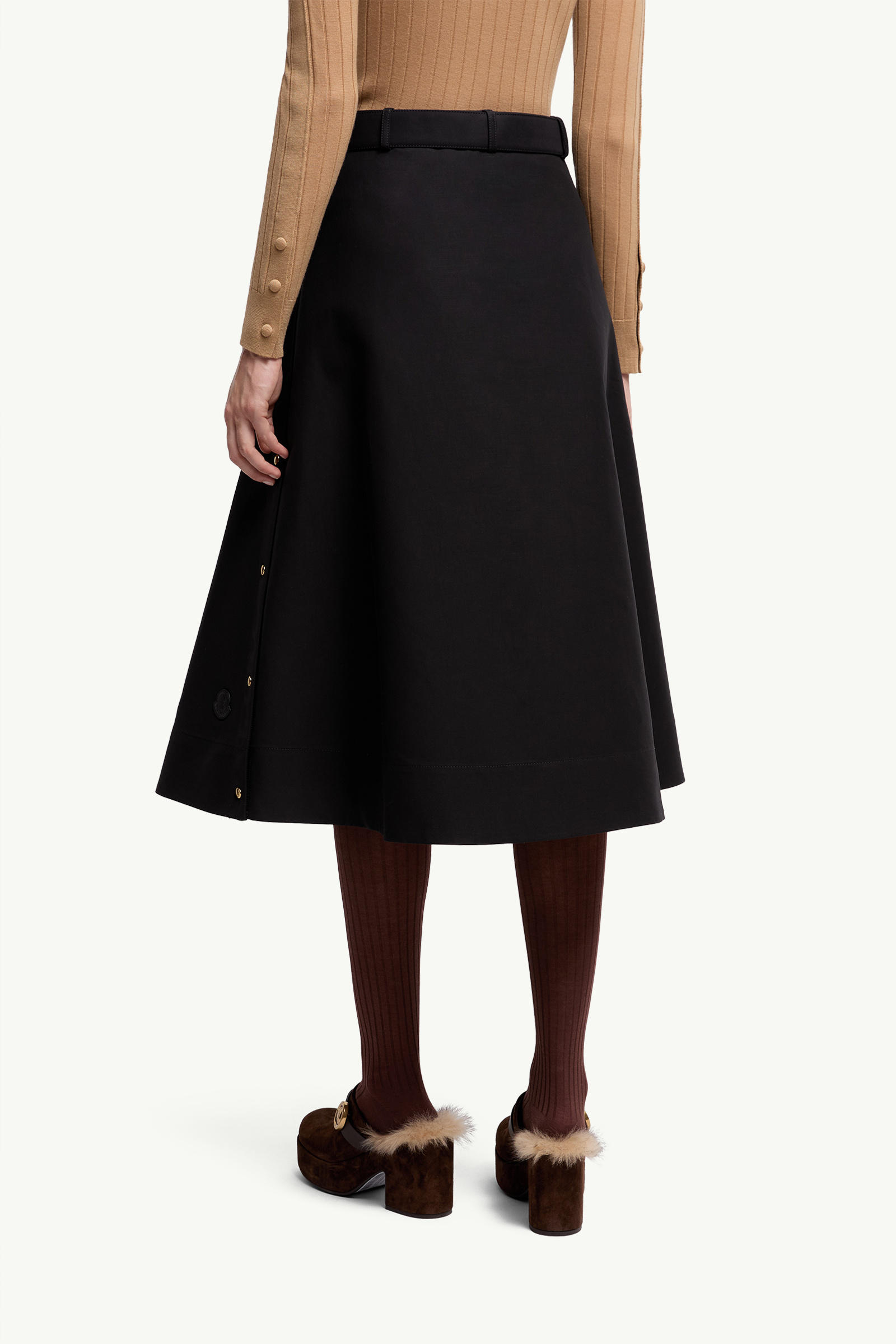 Gonna midi in cotone Donna Nero Moncler 4