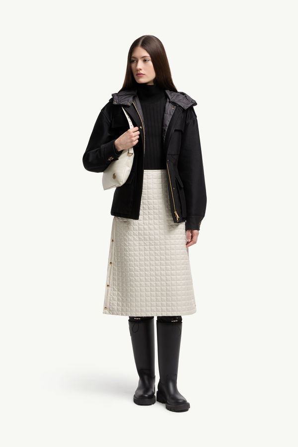 Square-Quilted Padded Midi Skirt Women Light Beige Moncler 0