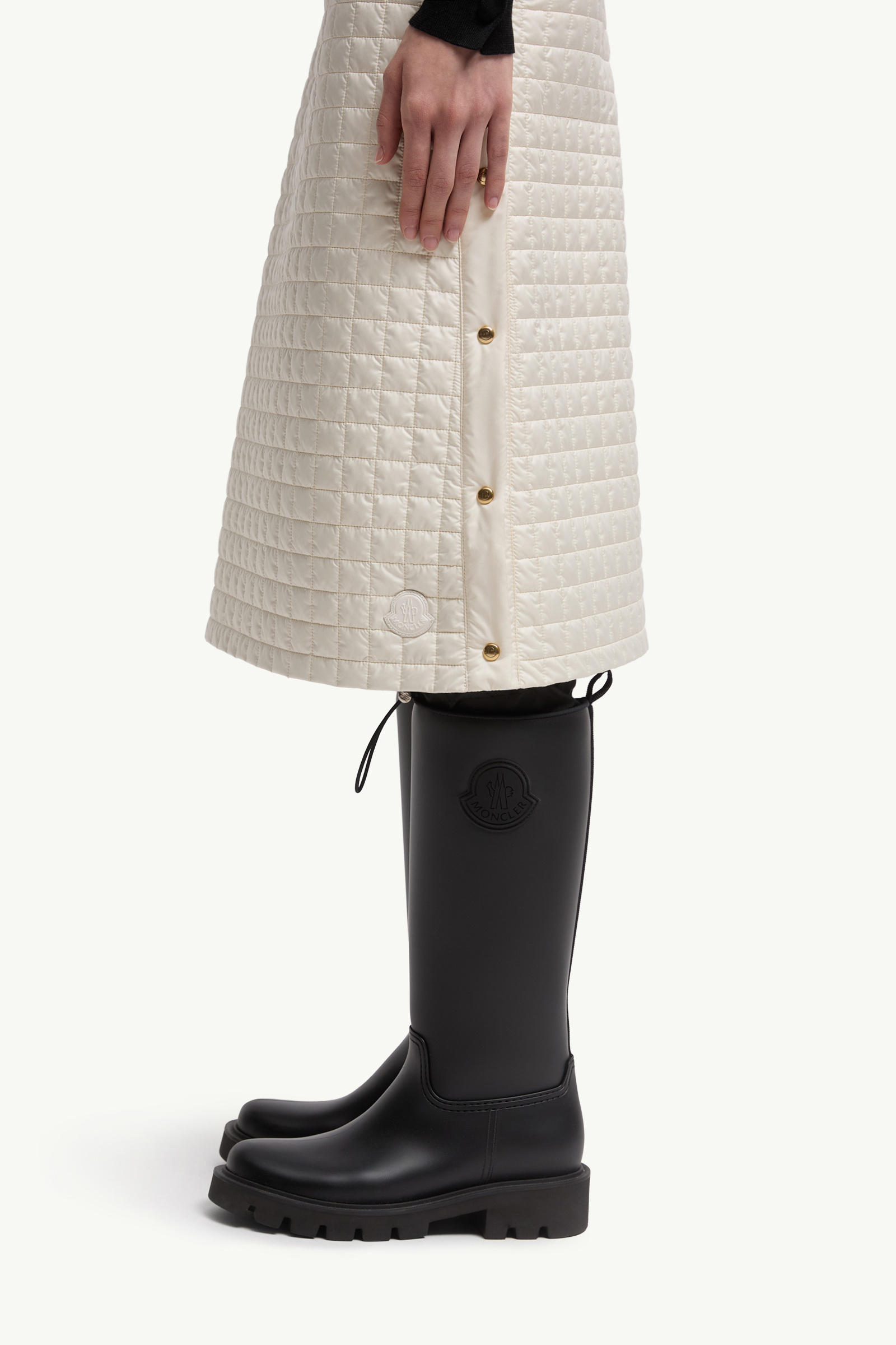 Square-Quilted Padded Midi Skirt Women Light Beige Moncler 1