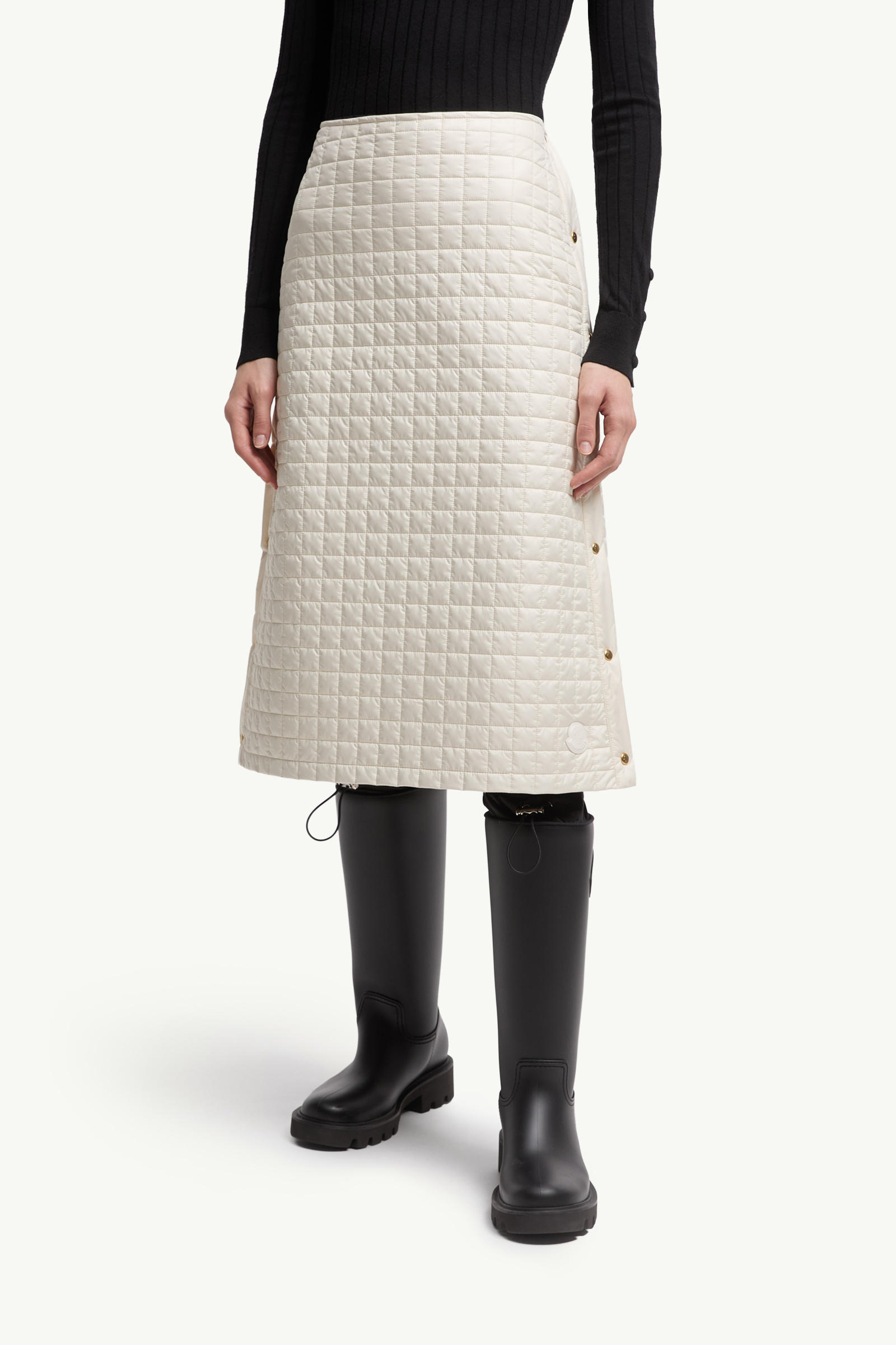 Square-Quilted Padded Midi Skirt Women Light Beige Moncler 3