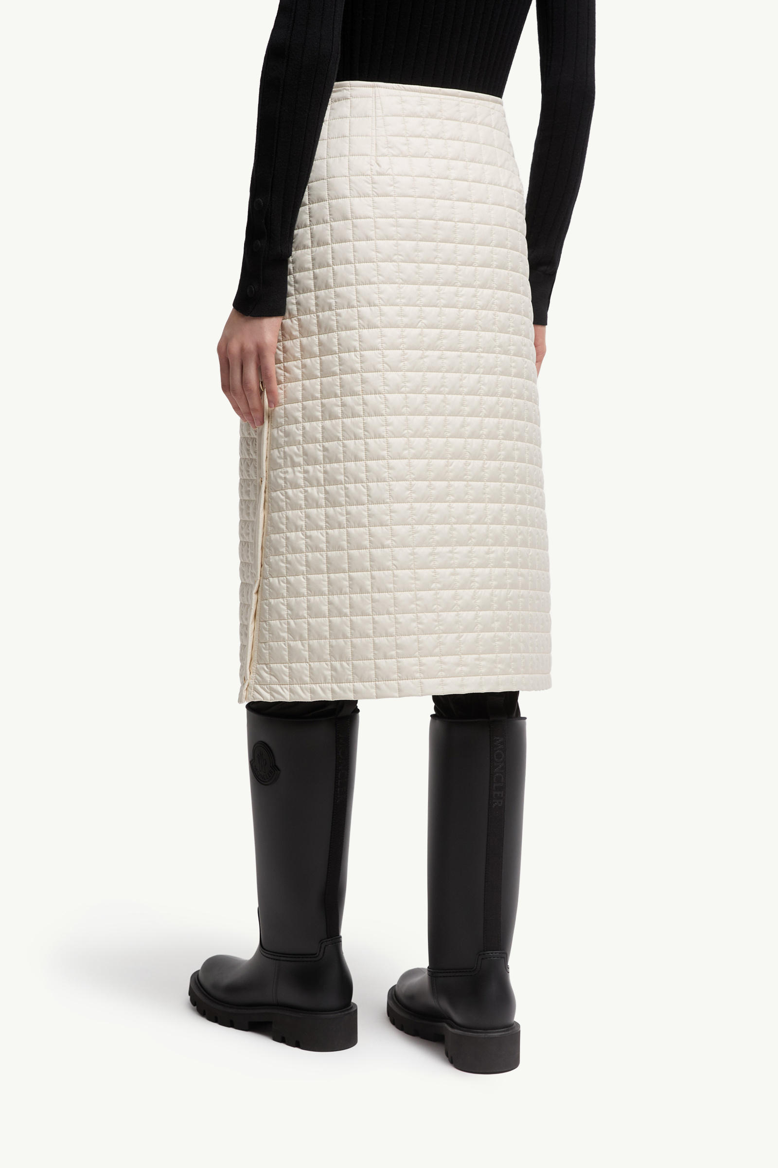 Square-Quilted Padded Midi Skirt Women Light Beige Moncler 4