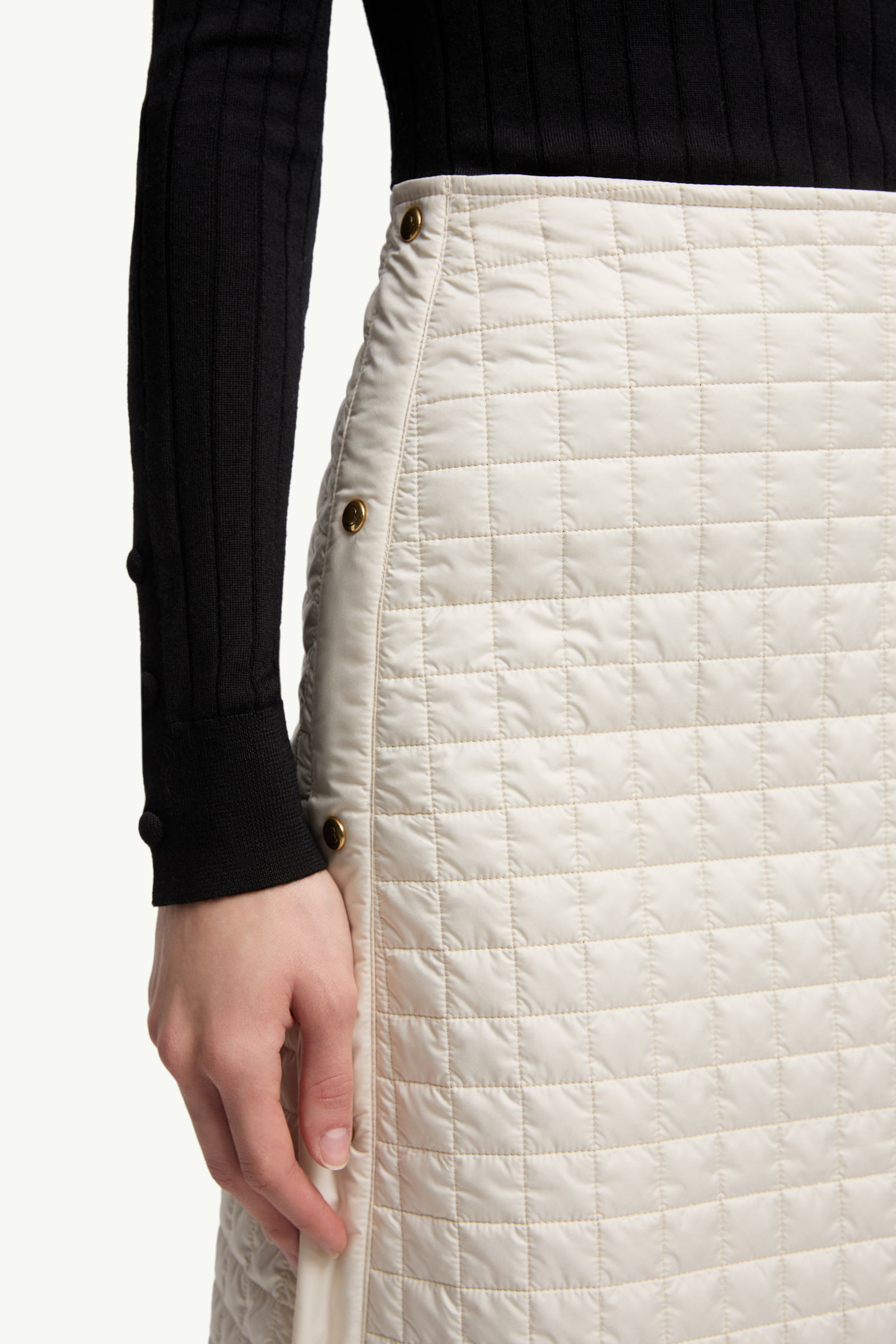 Square-Quilted Padded Midi Skirt Women Light Beige Moncler 5