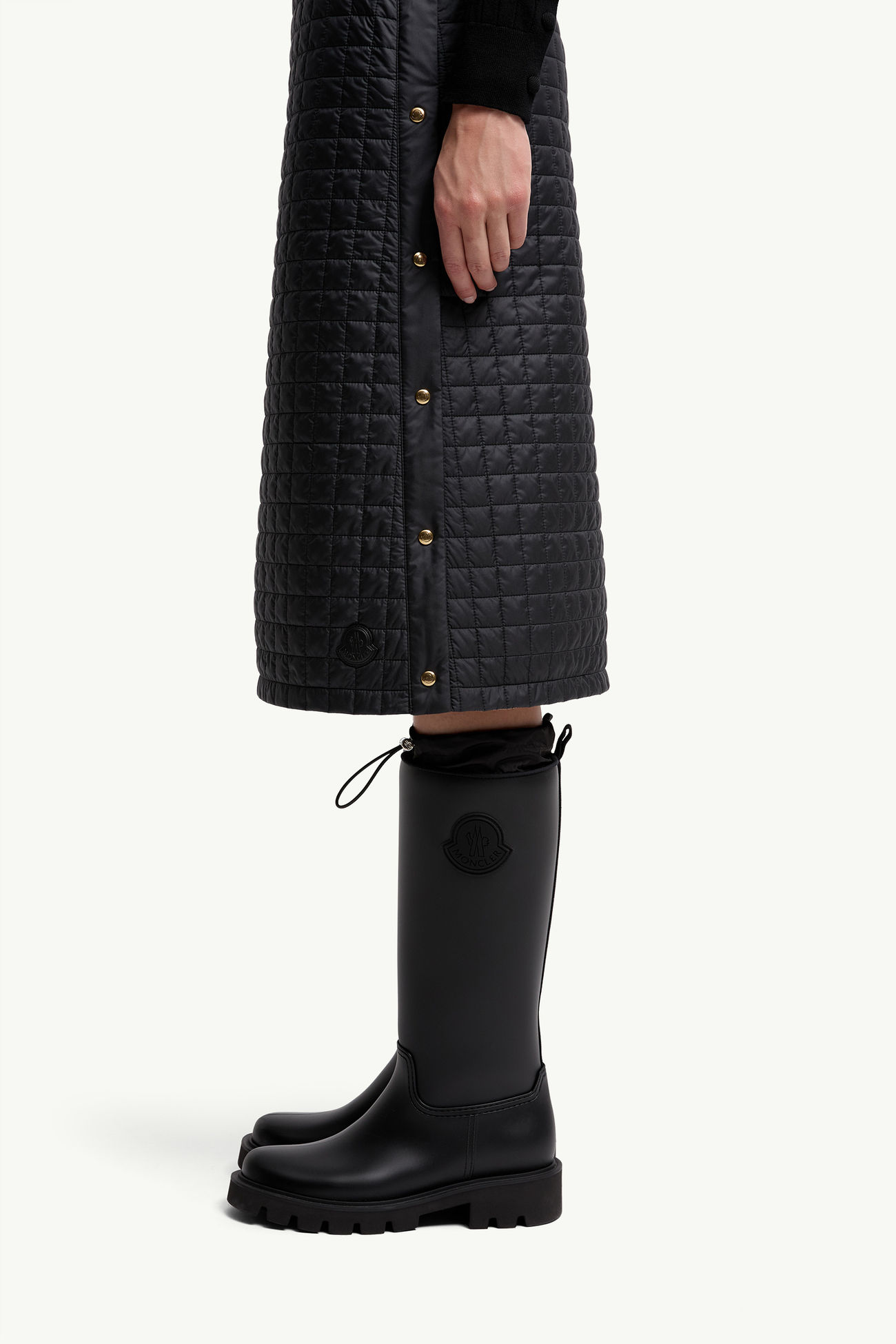 方形絎縫夾層中長裙 女士 黑色 Moncler 1