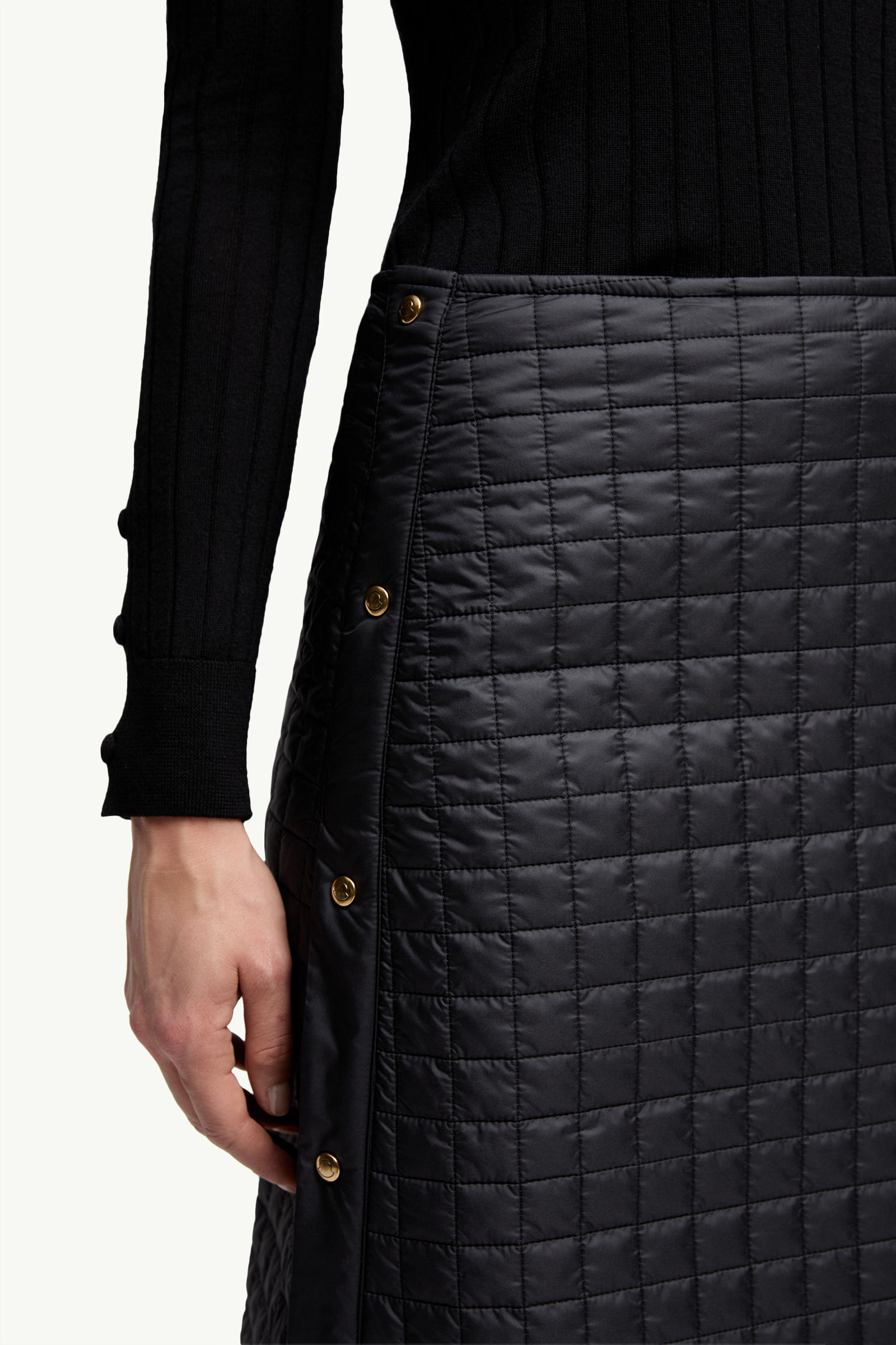 Square-Quilted Padded Midi Skirt Women Black Moncler 5