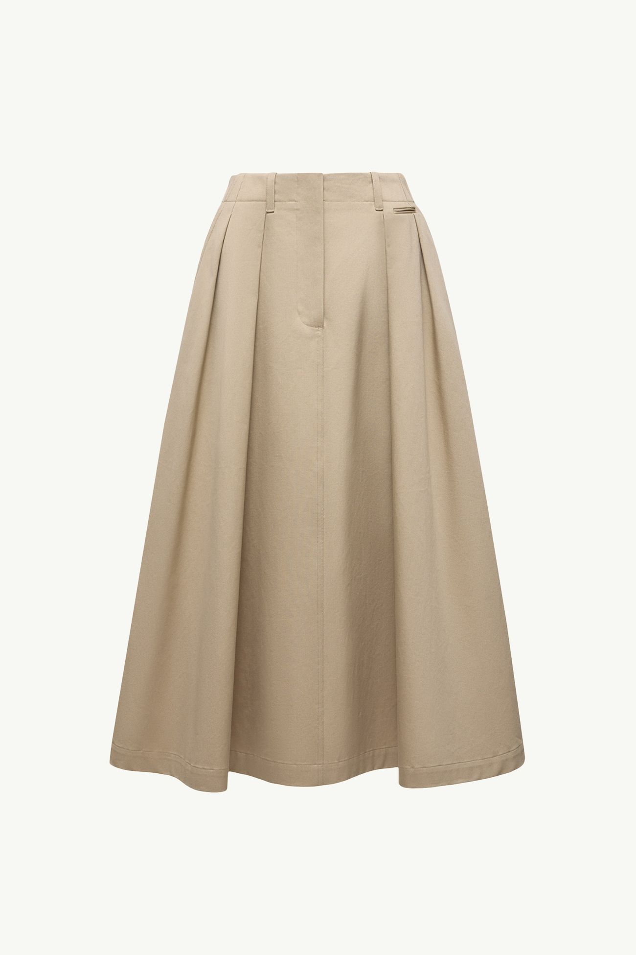 Falda midi de gabardina de algodón con etiqueta con logotipo Mujer Beige Moncler 2