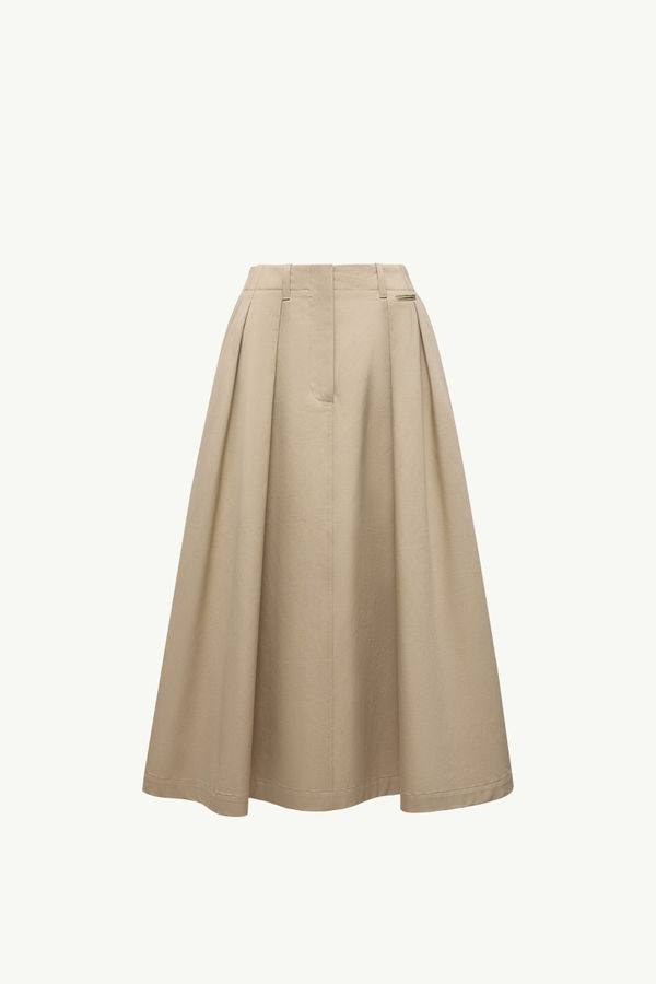 Logo Label Cotton Gabardine Midi Skirt Women Beige Moncler 2