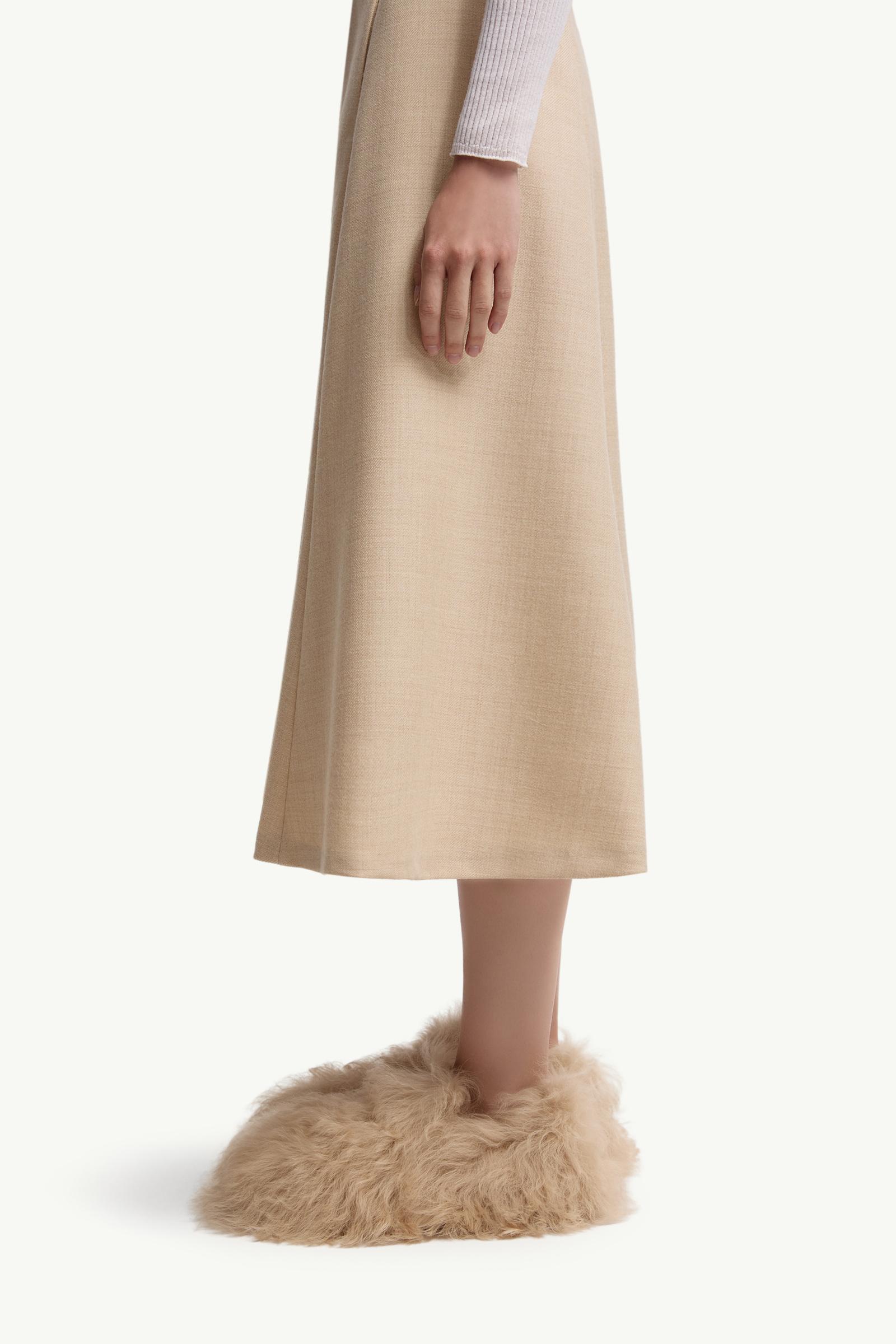Mouliné Wool Midi Skirt Women Light Beige Moncler 1