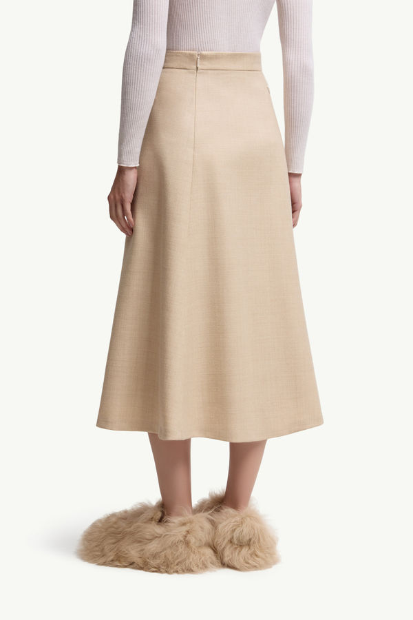 Mouliné Wool Midi Skirt Women Light Beige Moncler 4