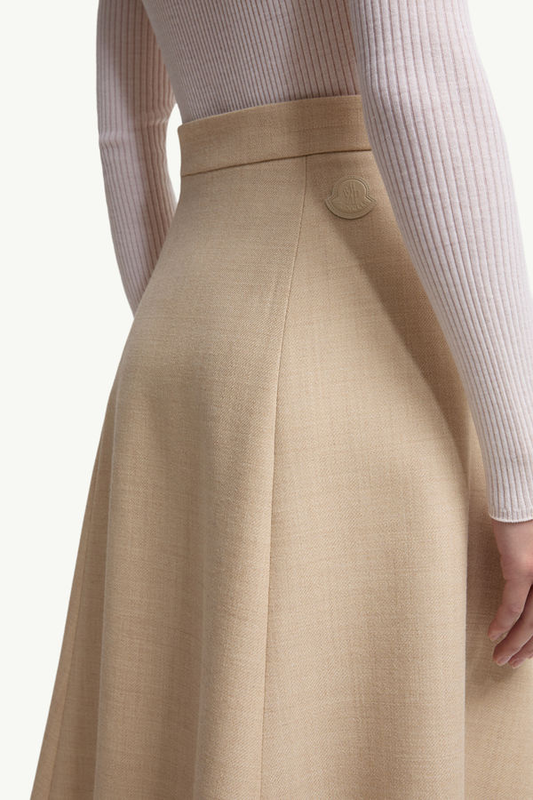 Mouliné Wool Midi Skirt Women Light Beige Moncler 5