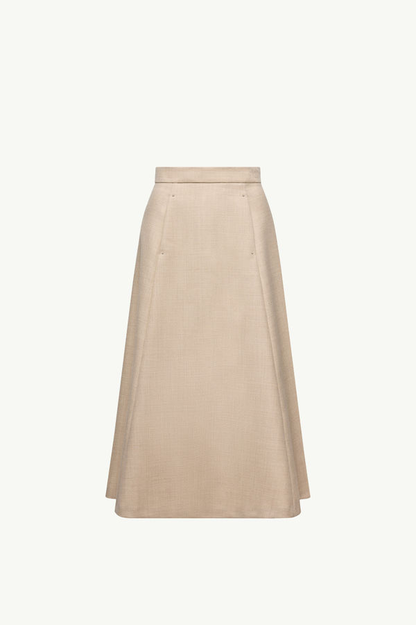Mouliné Wool Midi Skirt Women Light Beige Moncler 2