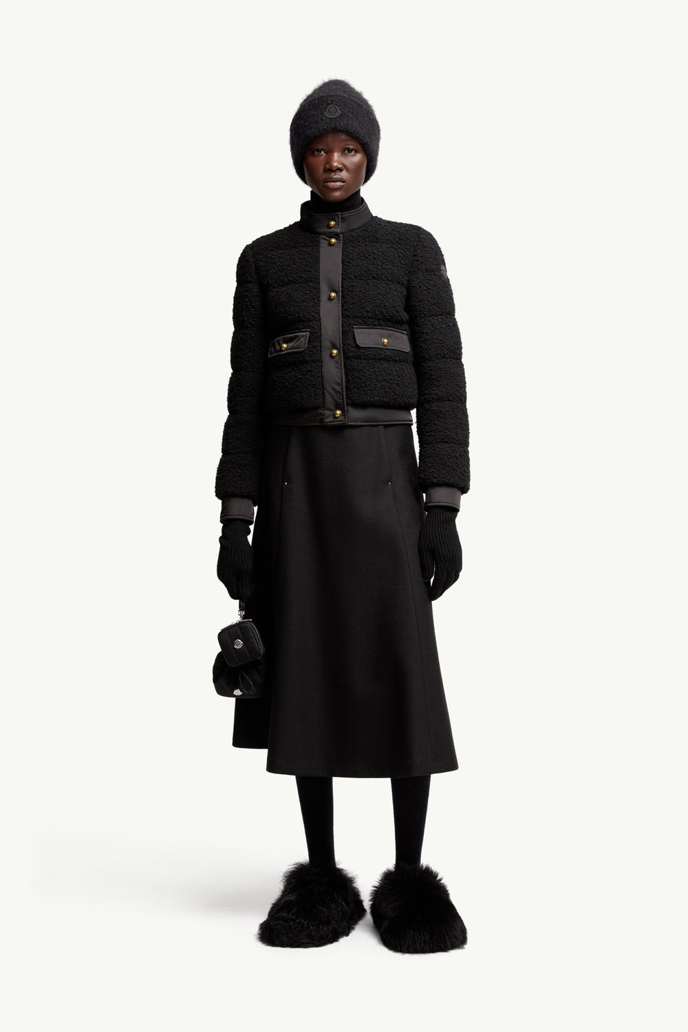Mouliné Wool Midi Skirt Women Black Moncler 0