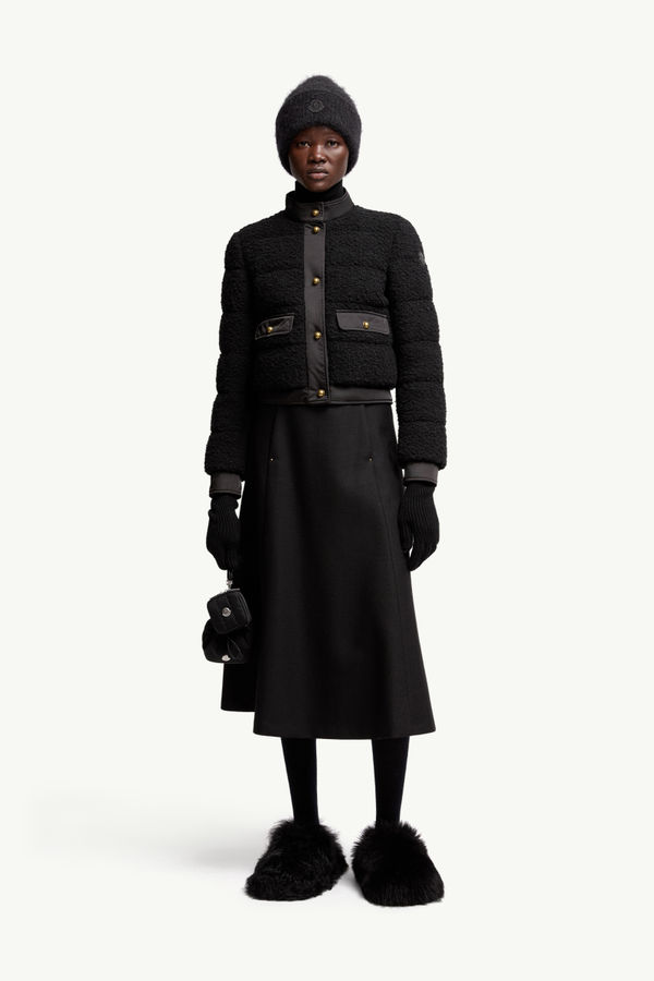 Mouliné Wool Midi Skirt Women Black Moncler 0